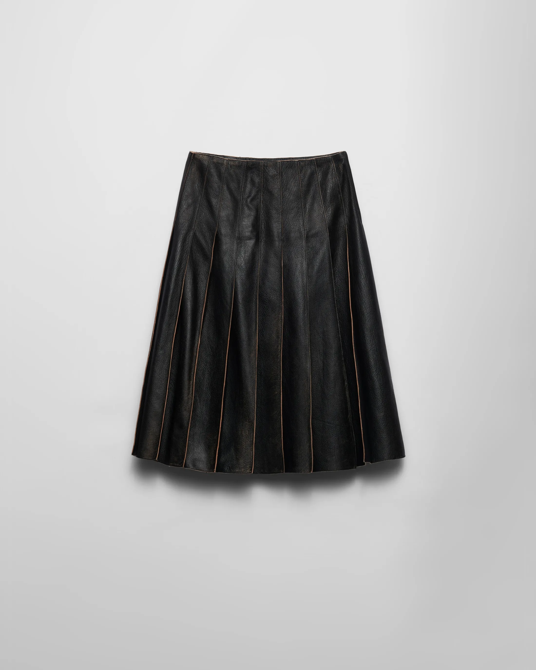 Prada Pleated leather skirt Black Online