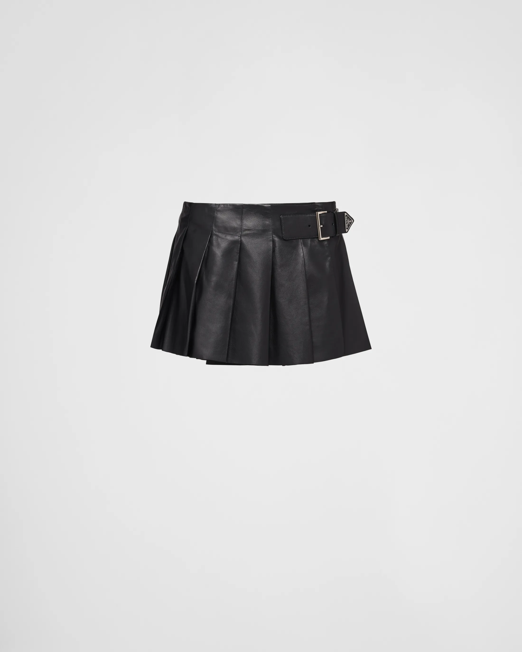 Prada Pleated leather skirt Black Flash Sale