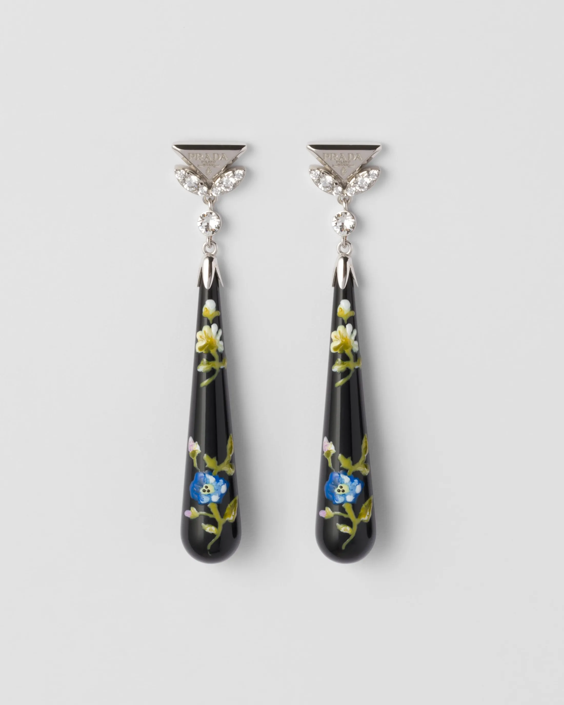 Prada Plexiglas and metal earrings Black/lightblue Best