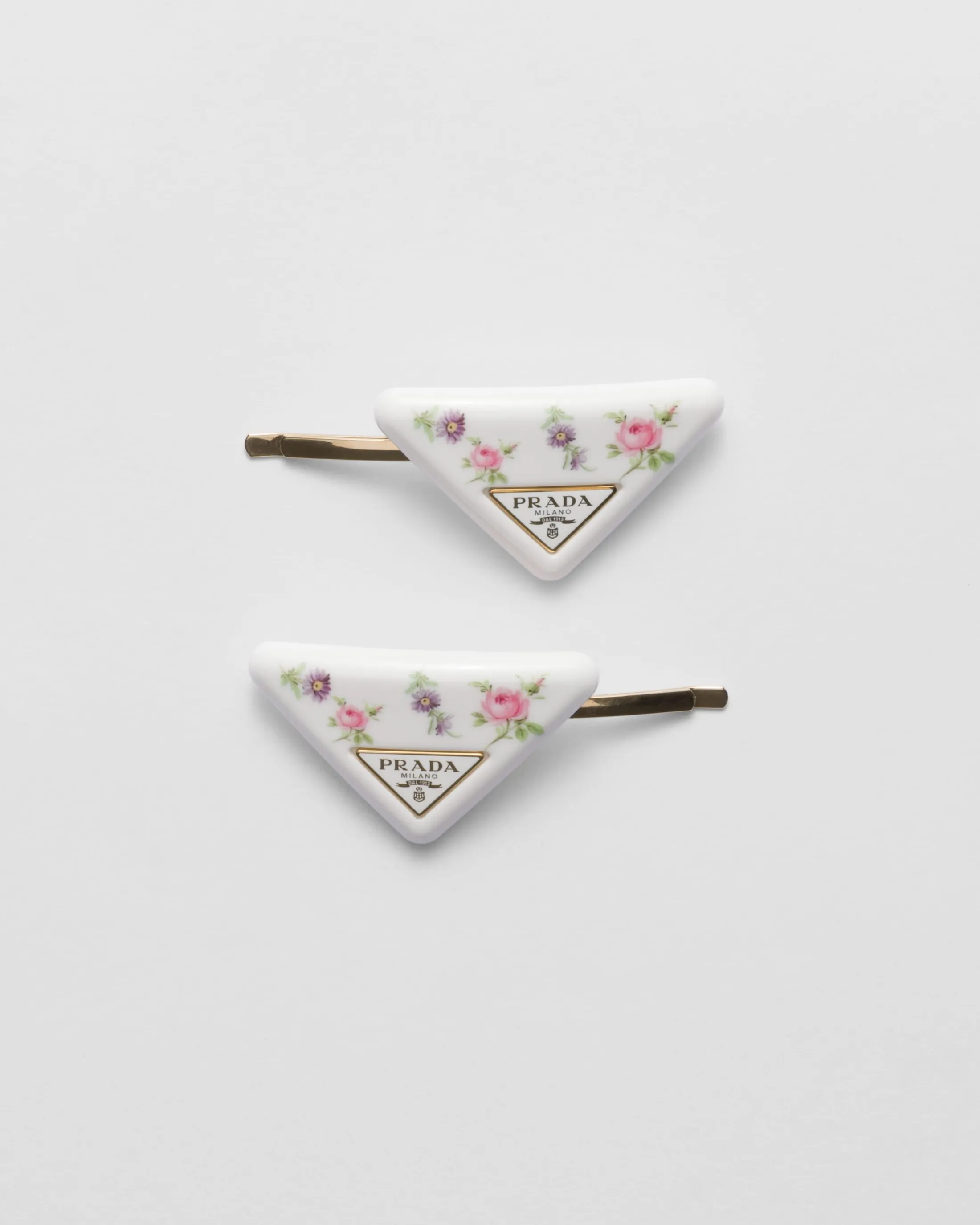 Prada Plexiglas and metal hair barrettes White/alabasterpink Best Sale