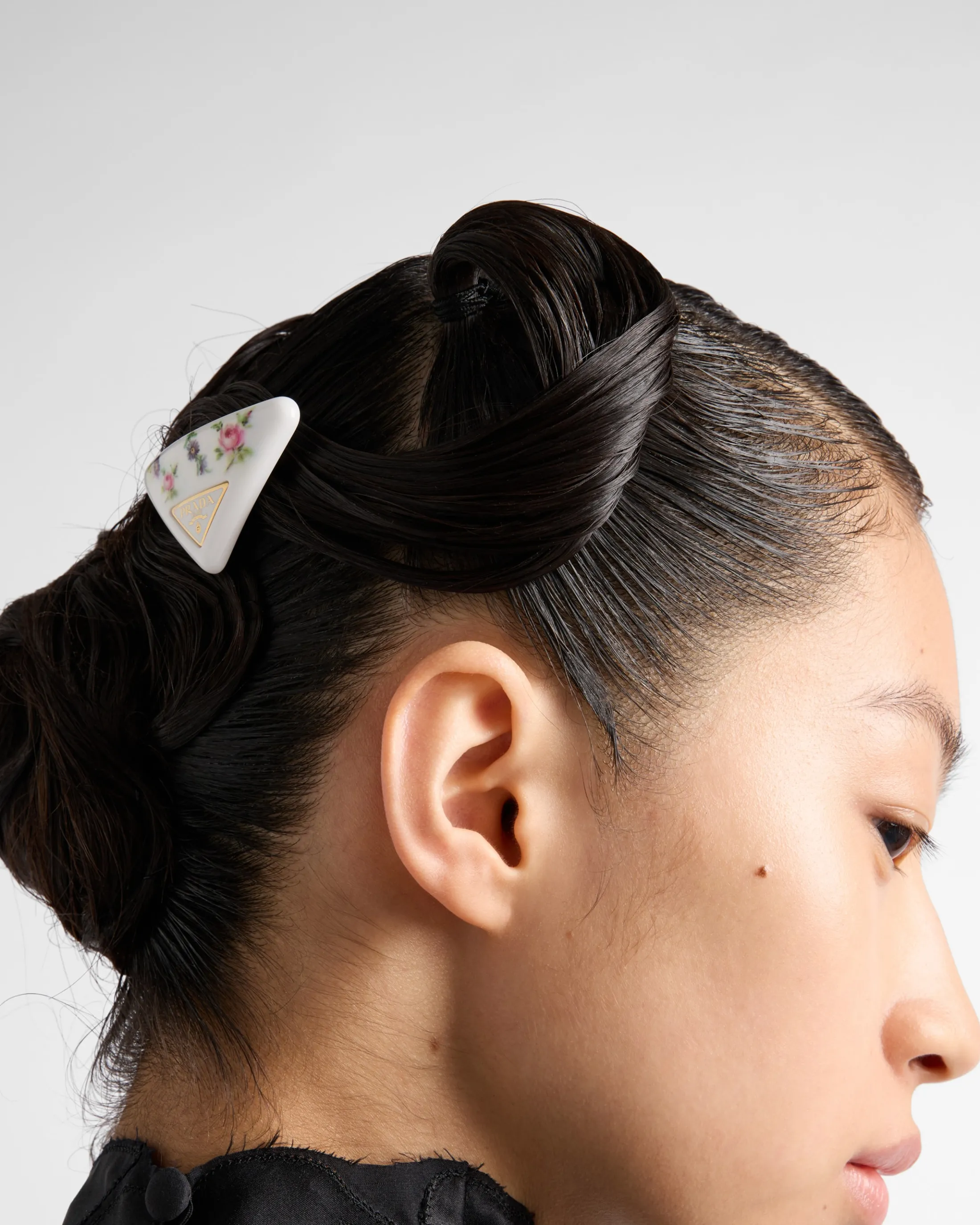 Prada Plexiglas and metal hair clip White/alabasterpink Flash Sale