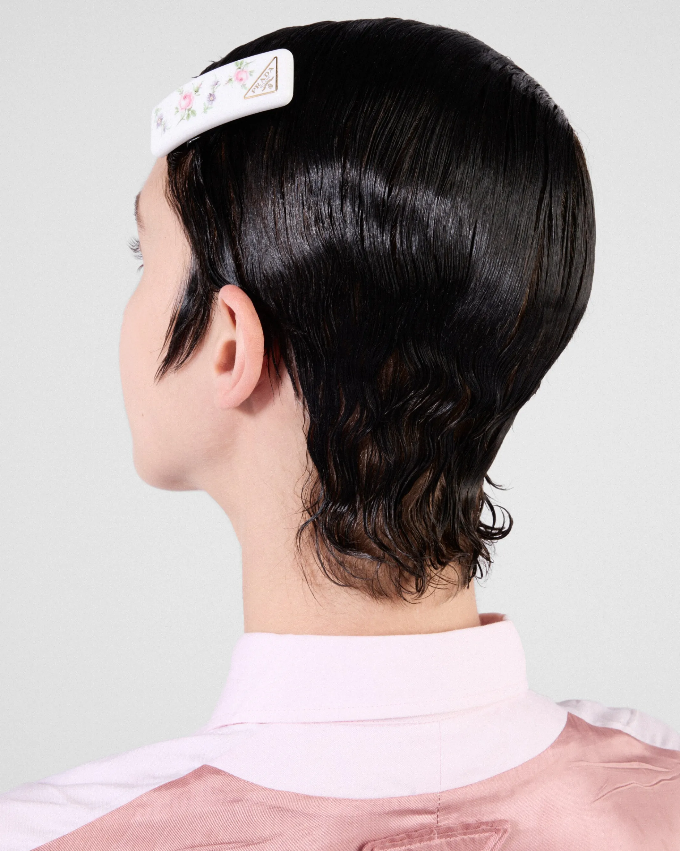 Prada Plexiglas and metal hair clip White/alabasterpink Outlet