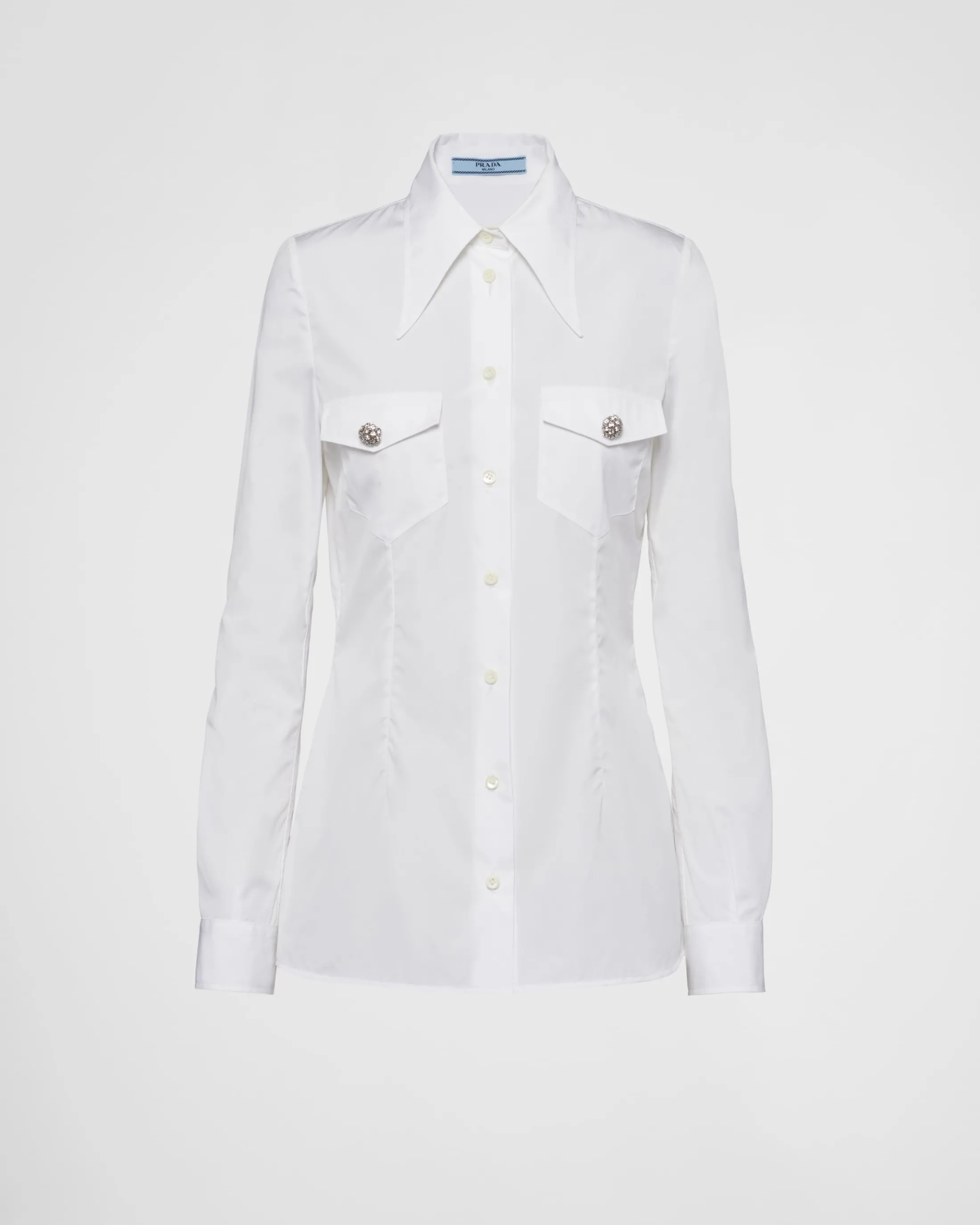 Prada Poplin shirt with jewel buttons White New