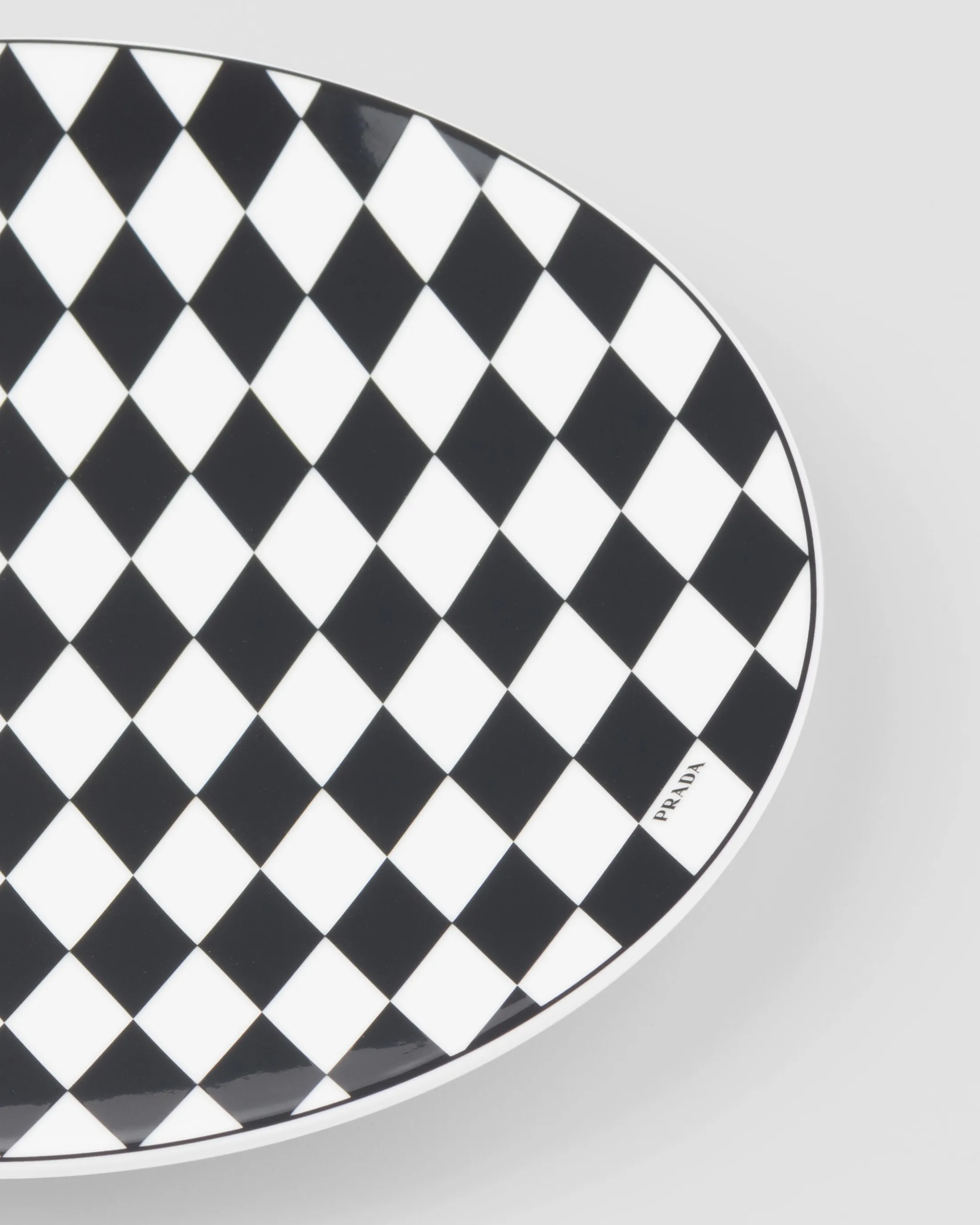 Prada Porcelain charger plate - Checkerboard White/black Cheap