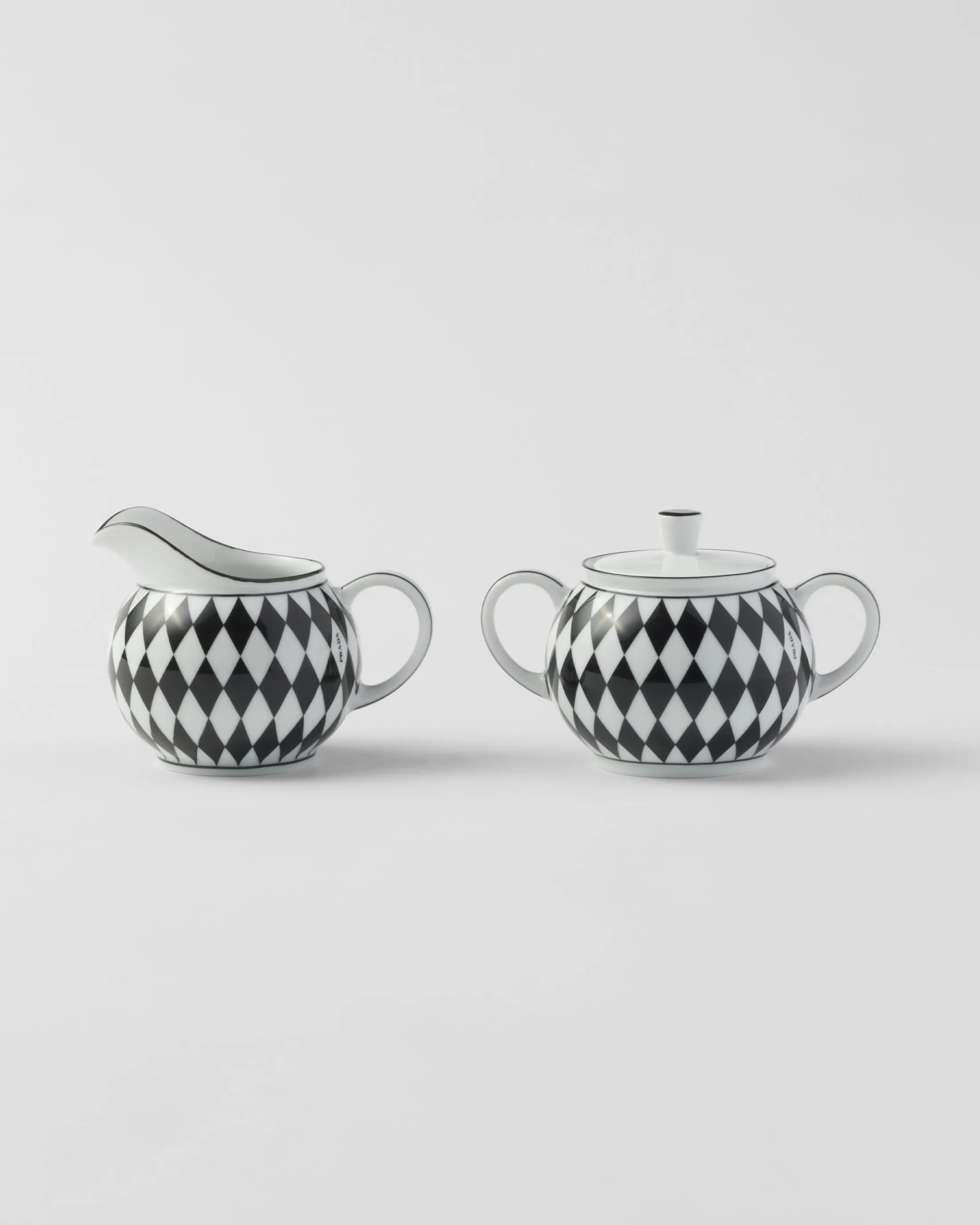 Prada Porcelain milk jug and sugar bowl set - Checkerboard White/black Discount