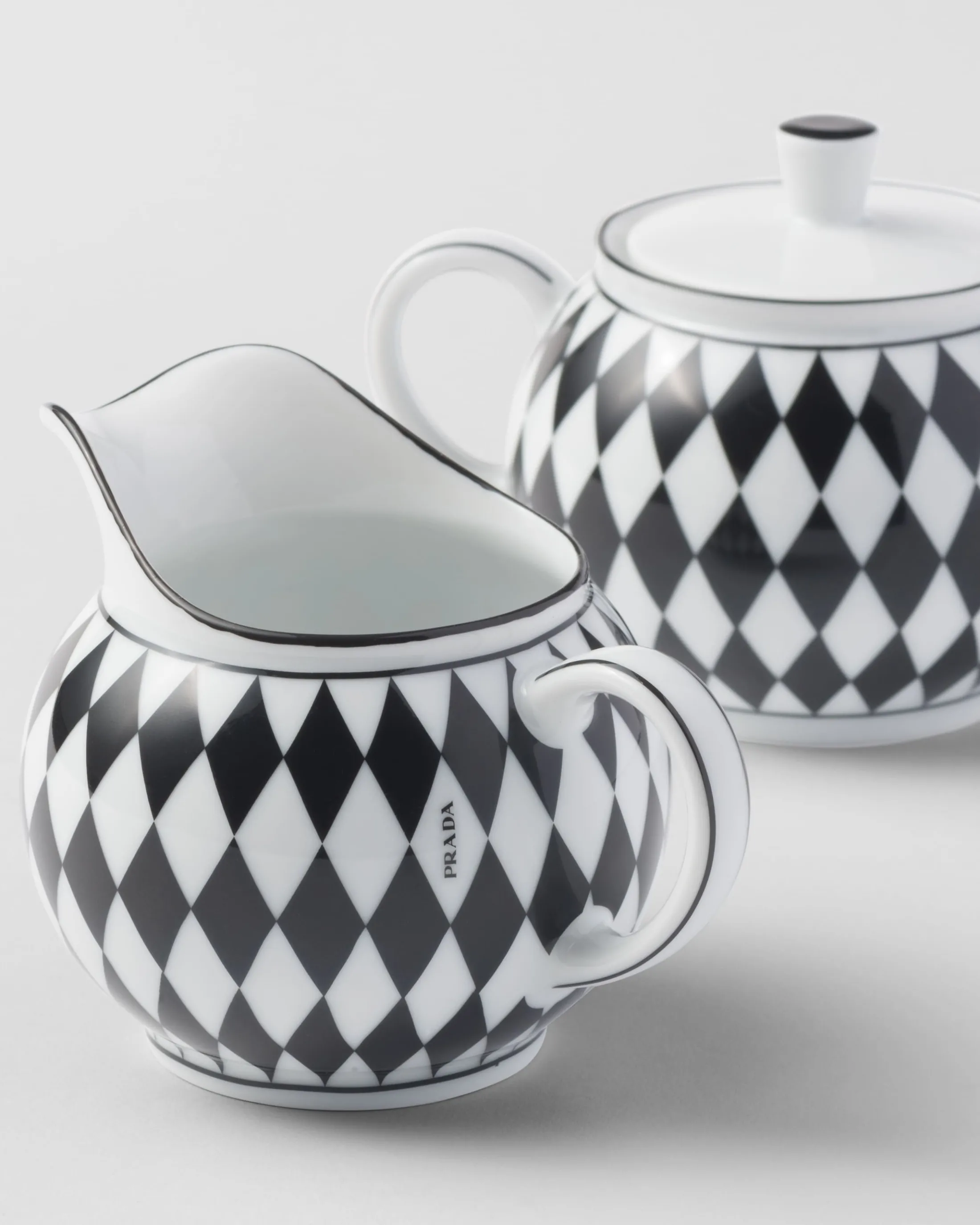 Prada Porcelain milk jug and sugar bowl set - Checkerboard White/black Discount