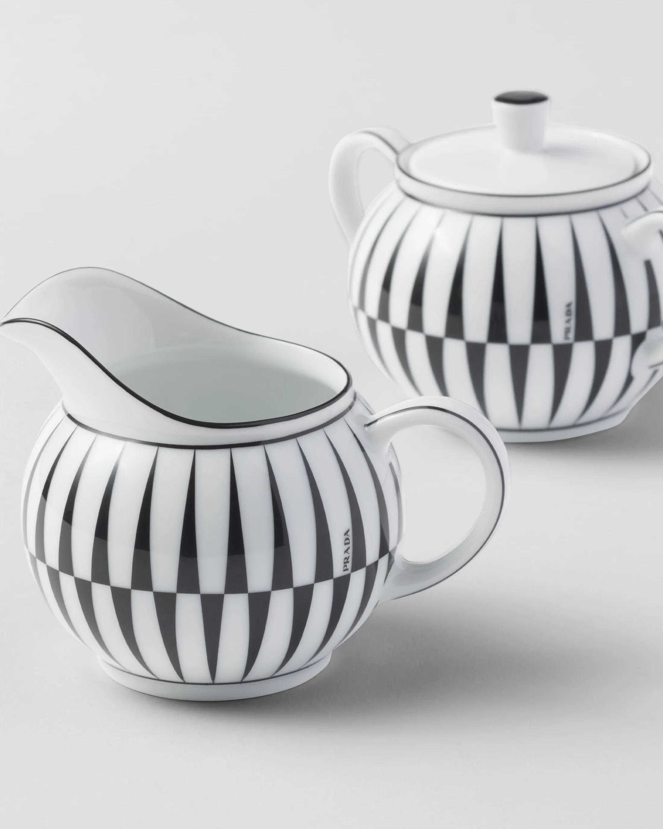 Prada Porcelain milk jug and sugar bowl set - Stripes White/black Best Sale