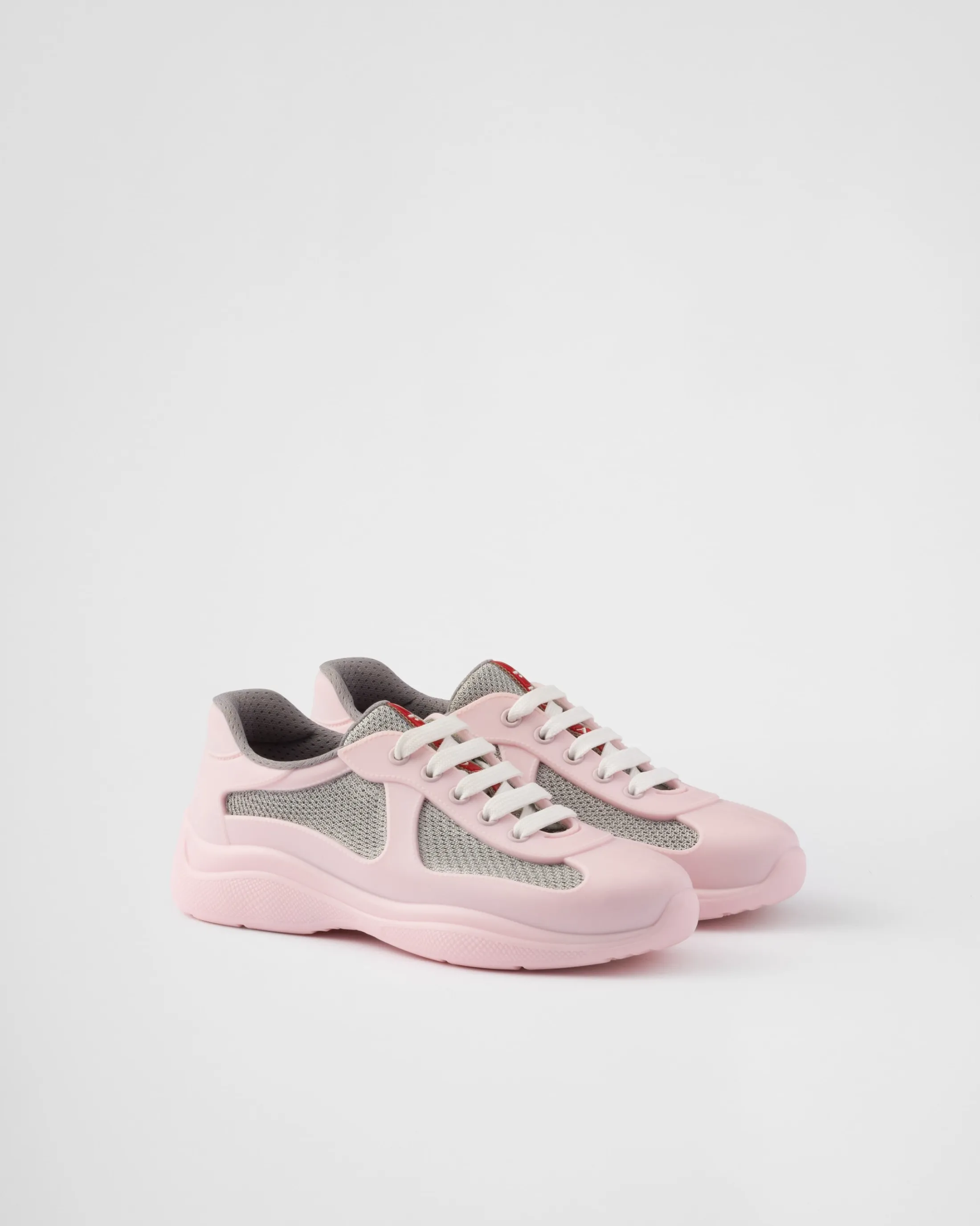 Prada America's Cup Soft rubber and bike fabric sneakers Alabasterpink Discount