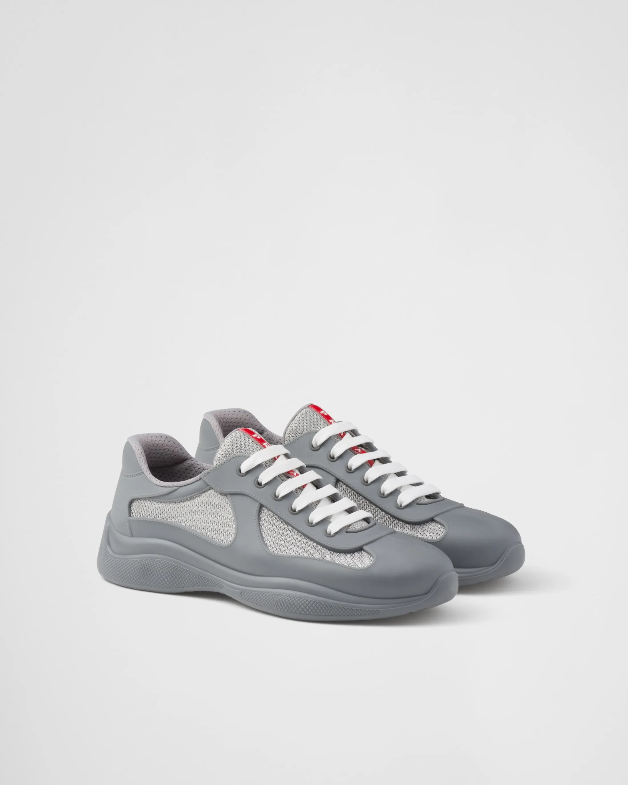 Prada America's Cup Soft rubber and bike fabric sneakers Steelgray Hot