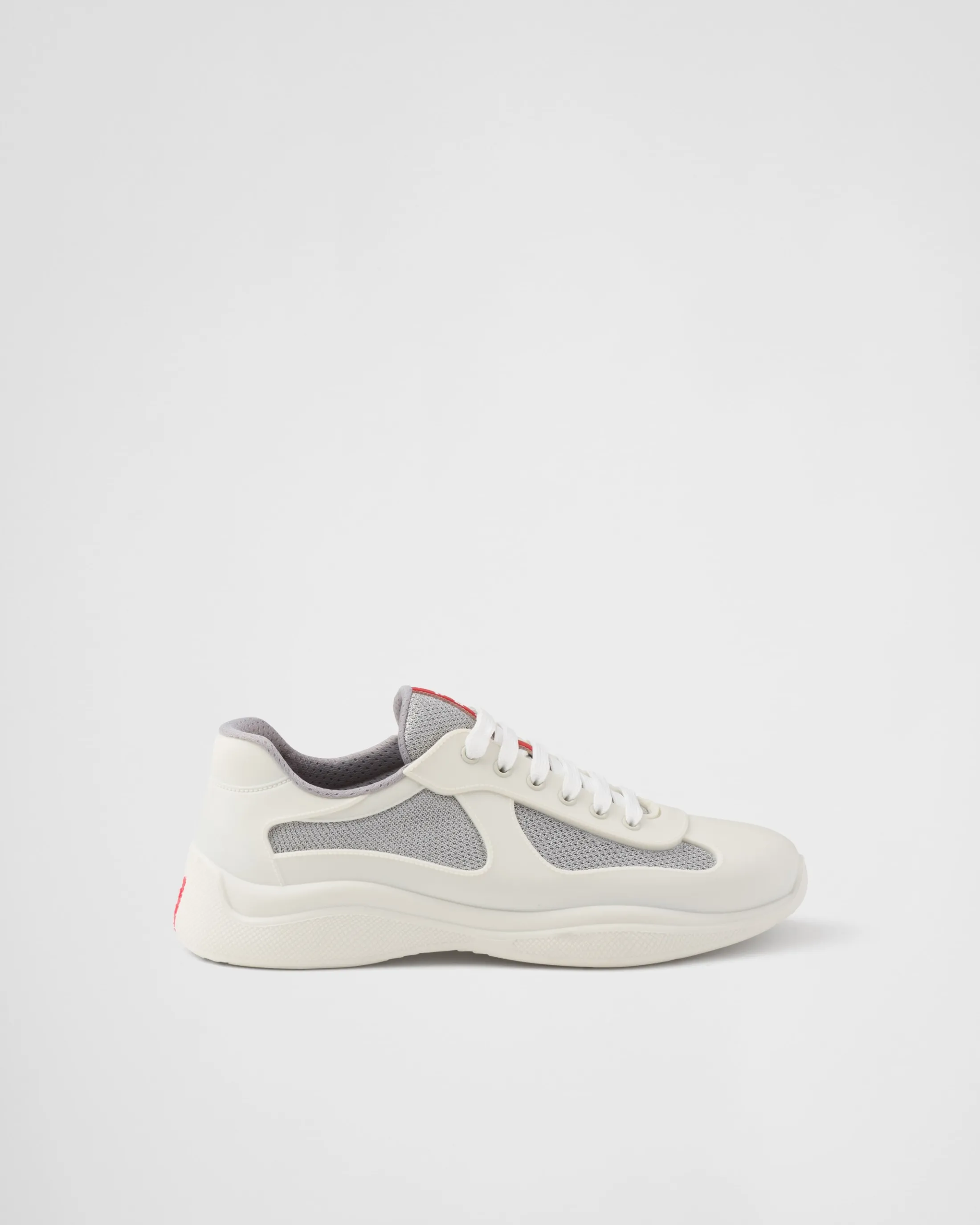 Prada America's Cup Soft rubber and bike fabric sneakers Cream Hot