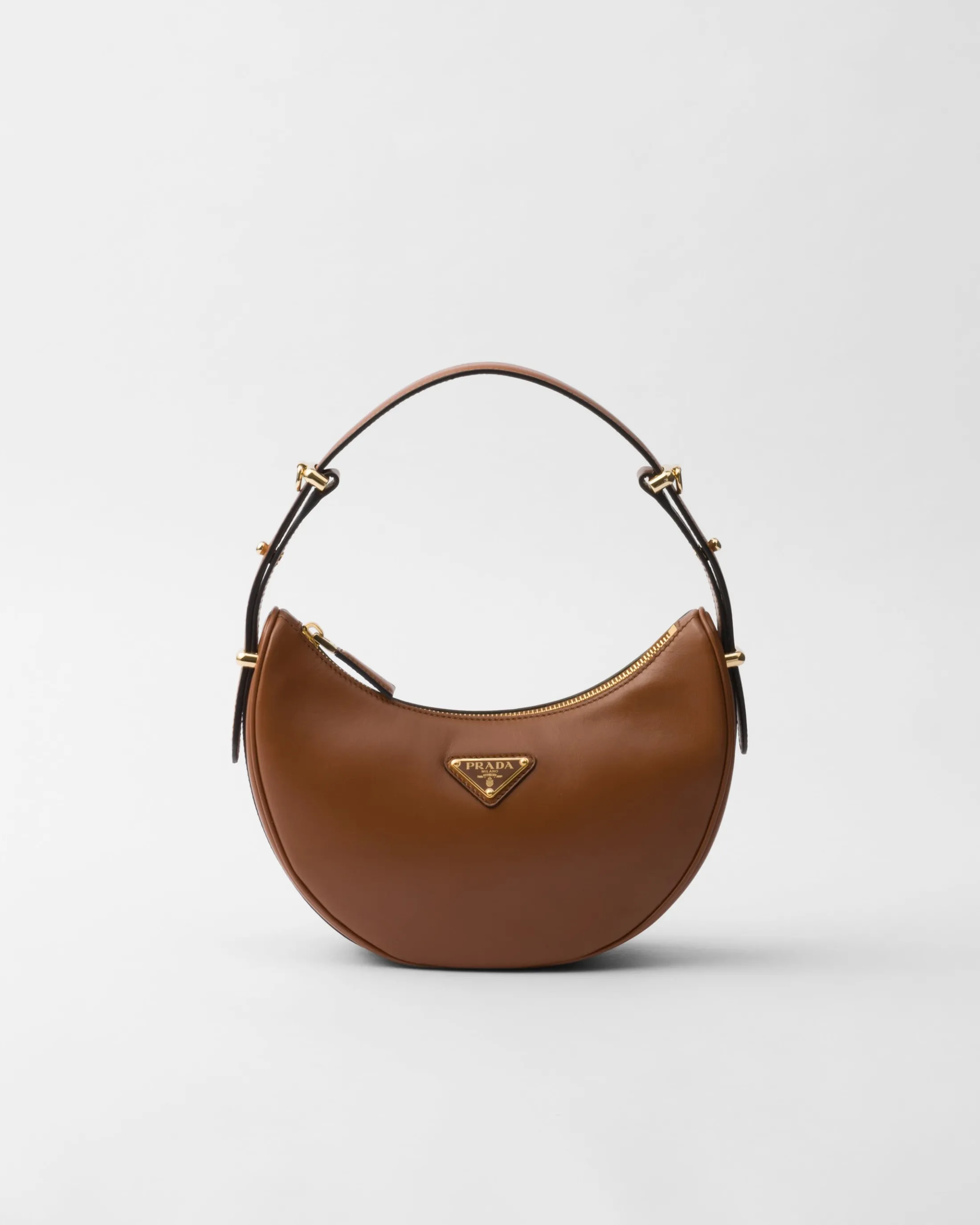 Prada Arqué small leather shoulder bag Cognac Hot