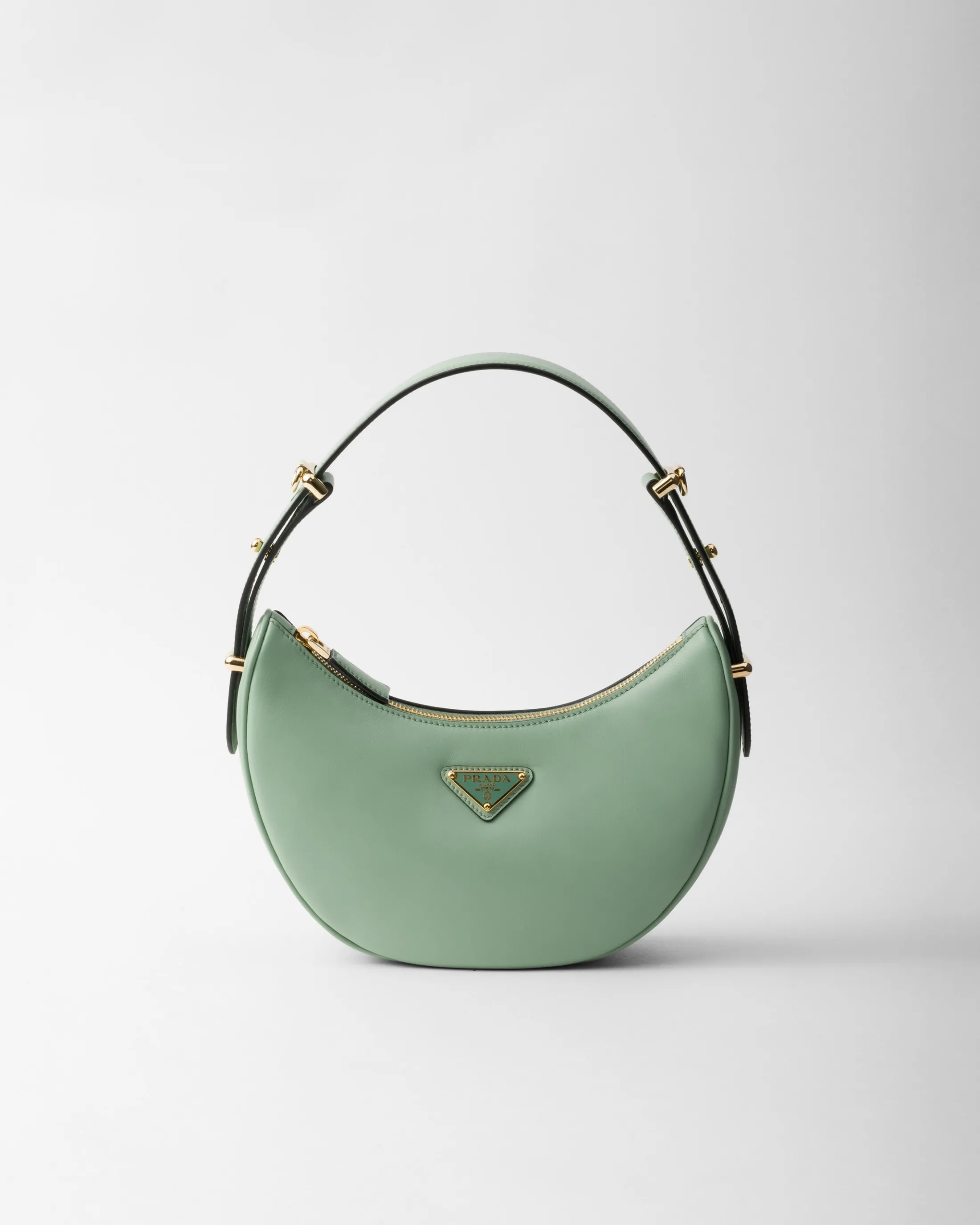 Prada Arqué small leather shoulder bag Aquamarine Shop