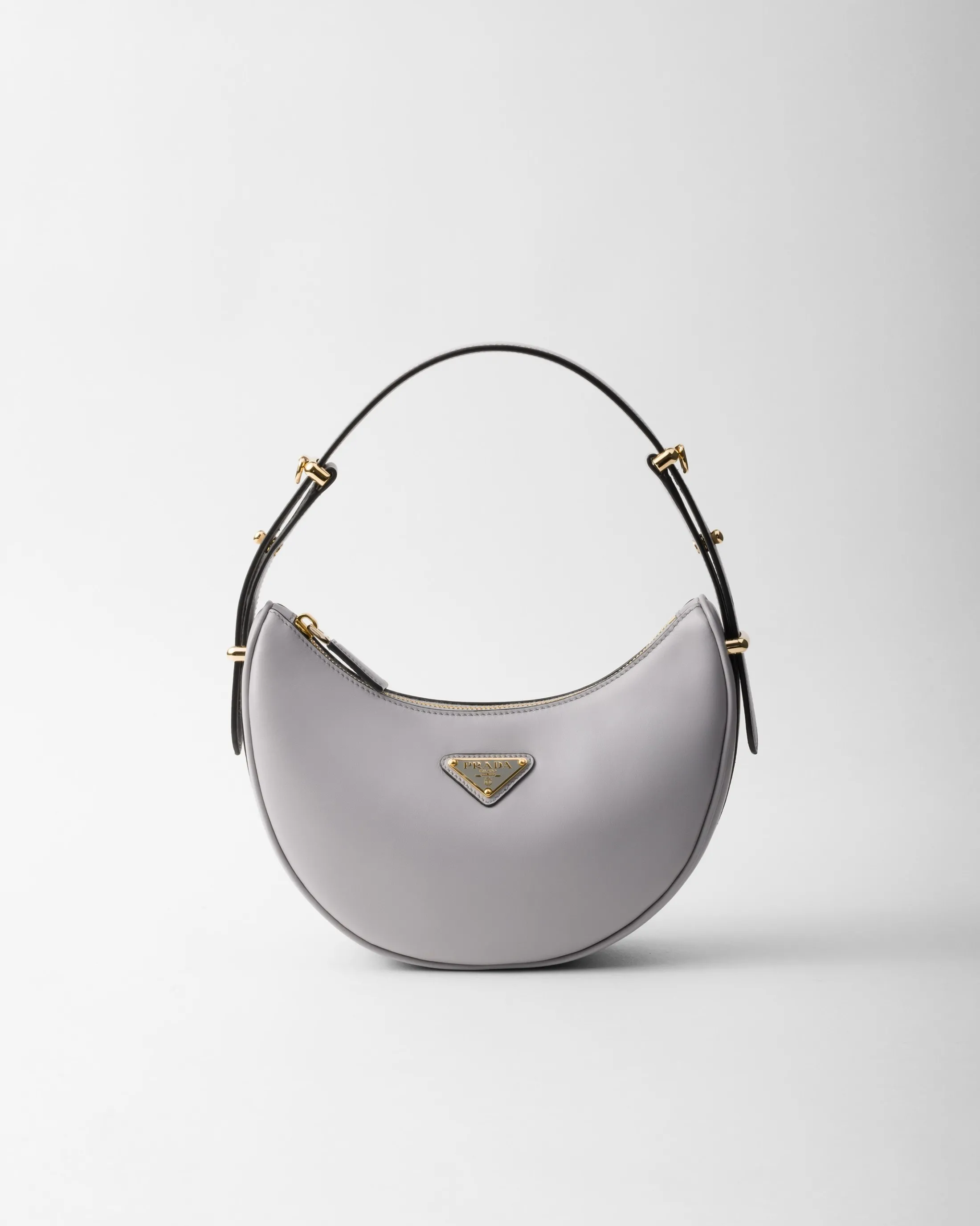 Prada Arqué small leather shoulder bag Granitegray Fashion