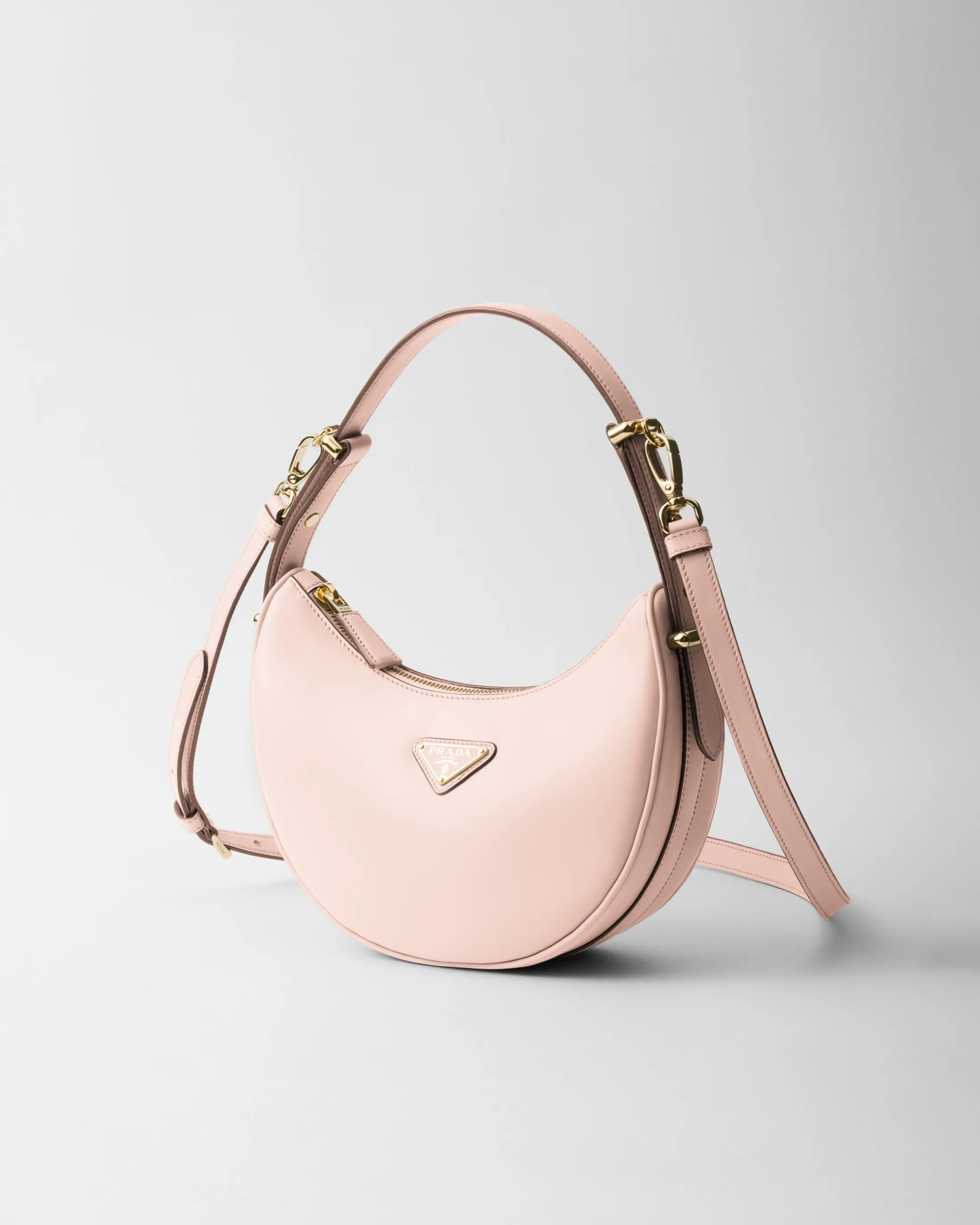 Prada Arqué small leather shoulder bag Peach Cheap