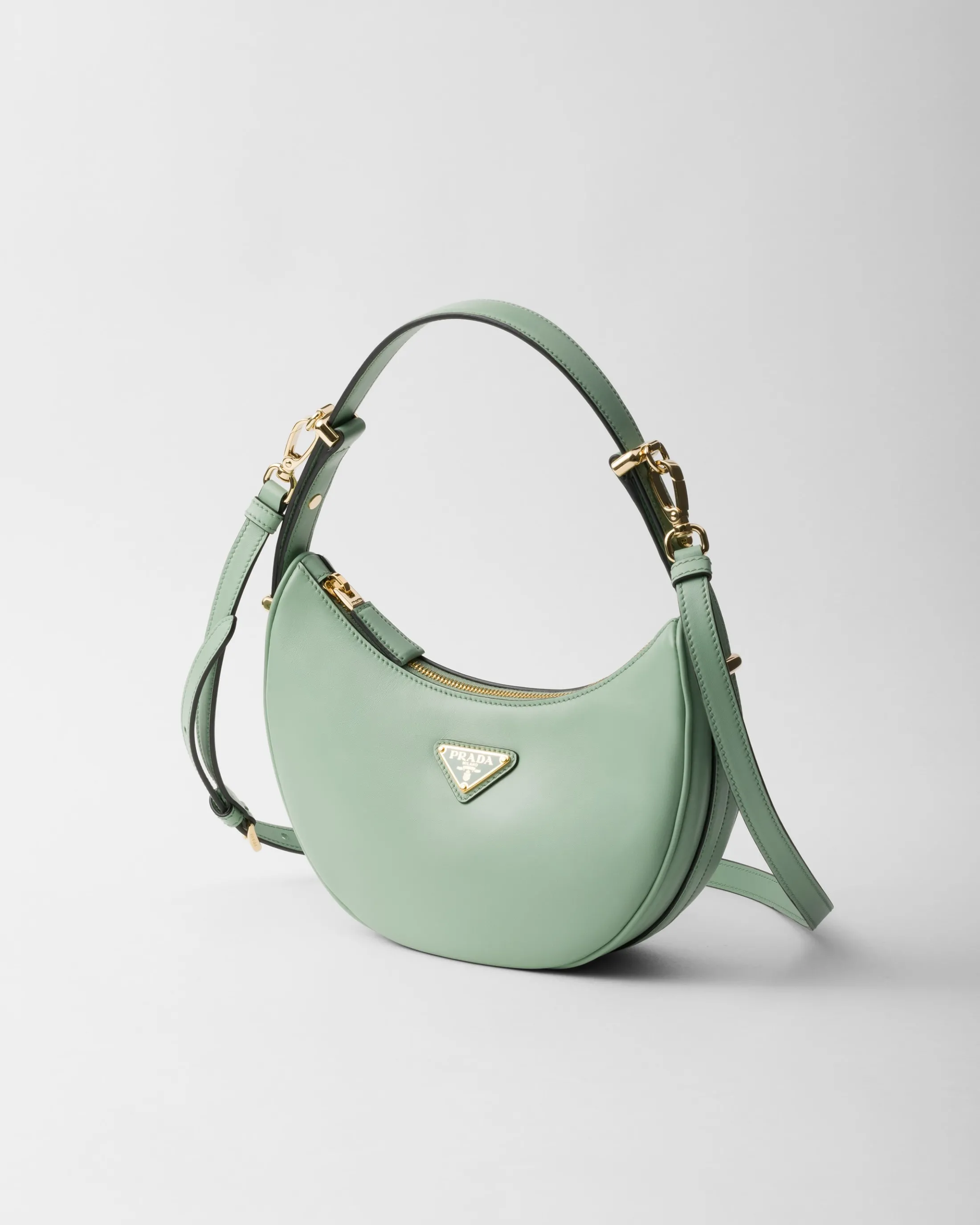 Prada Arqué small leather shoulder bag Aquamarine Shop