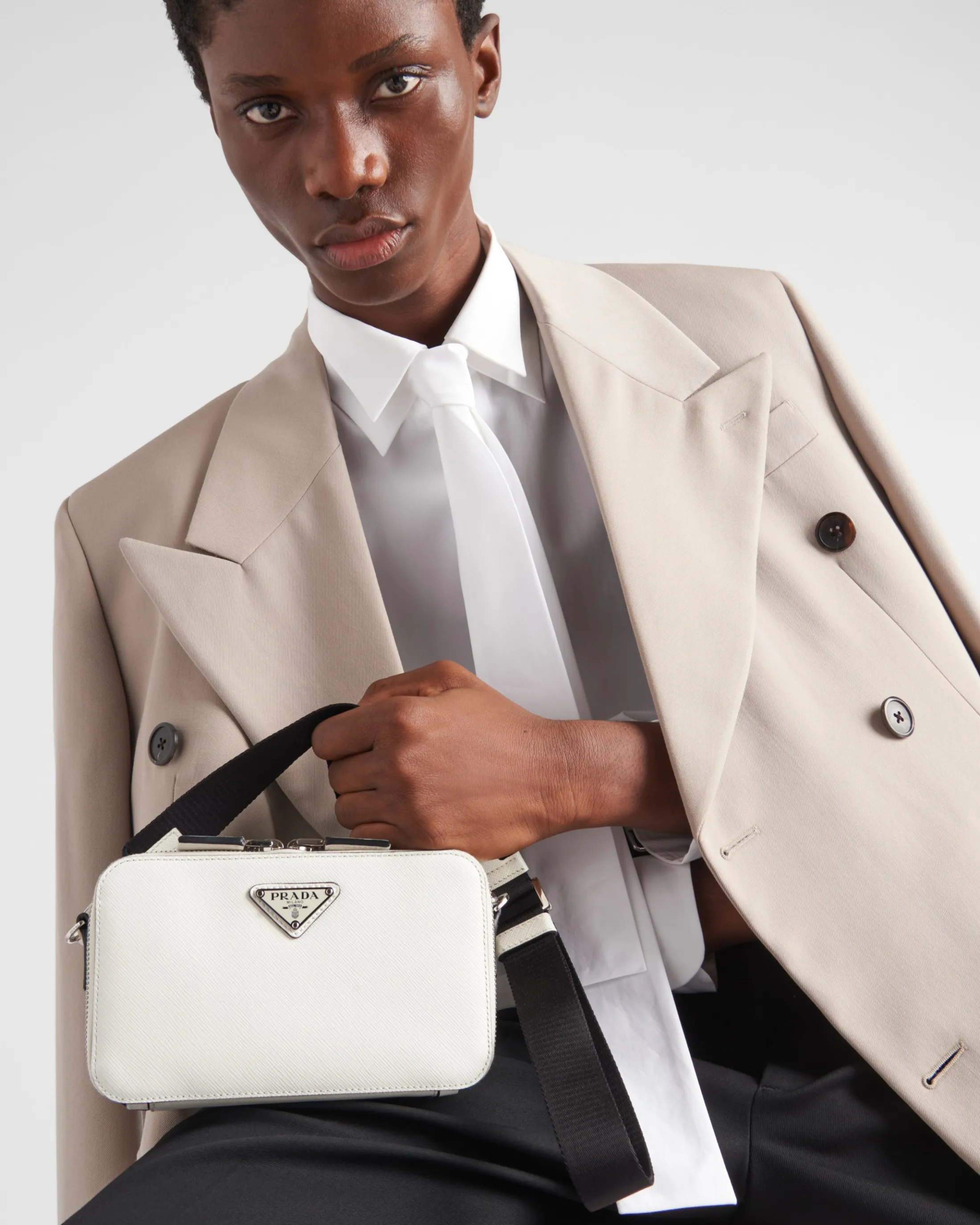 Prada Brique Saffiano leather bag White Online