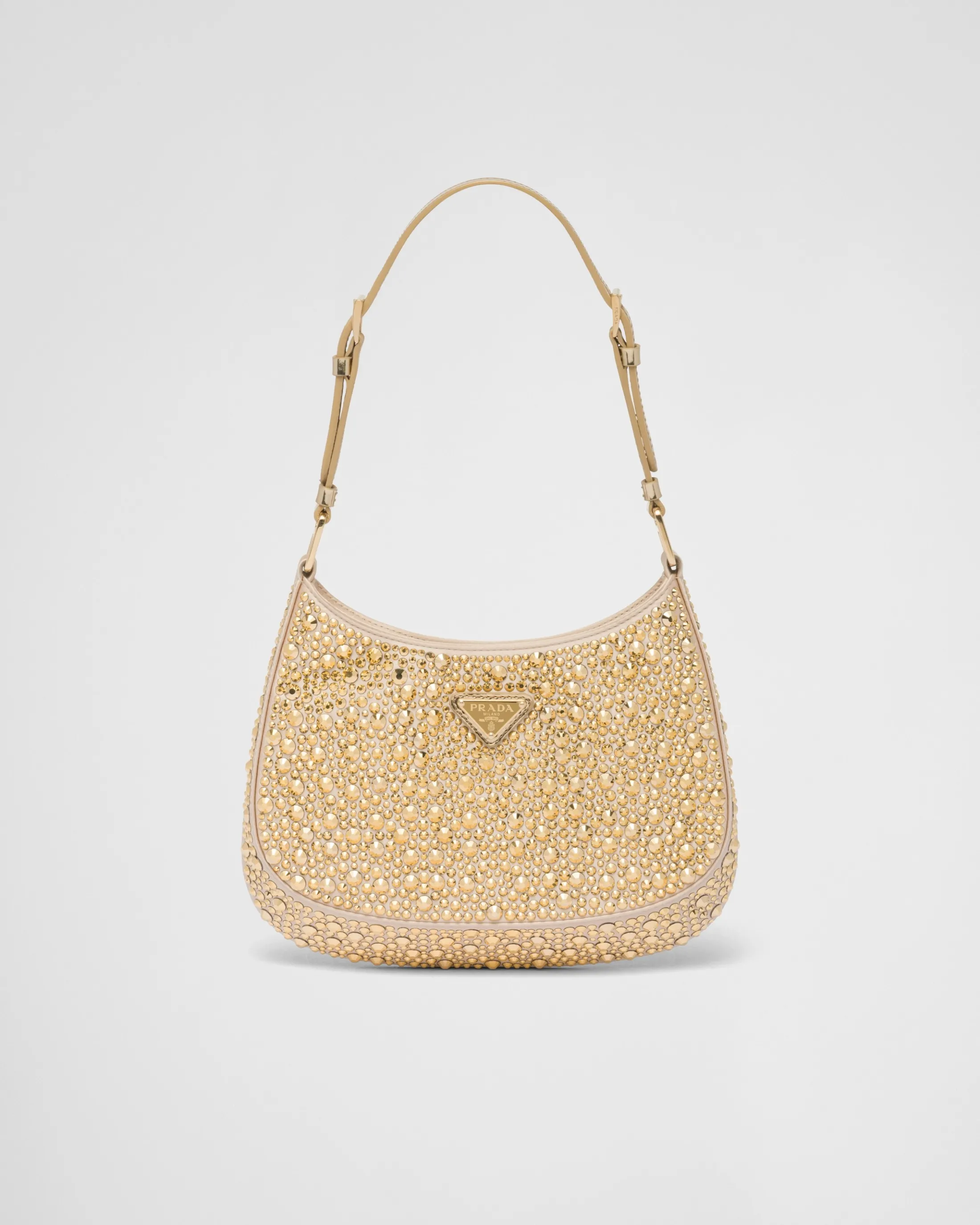 Prada Cleo satin bag with crystals Platinum Hot