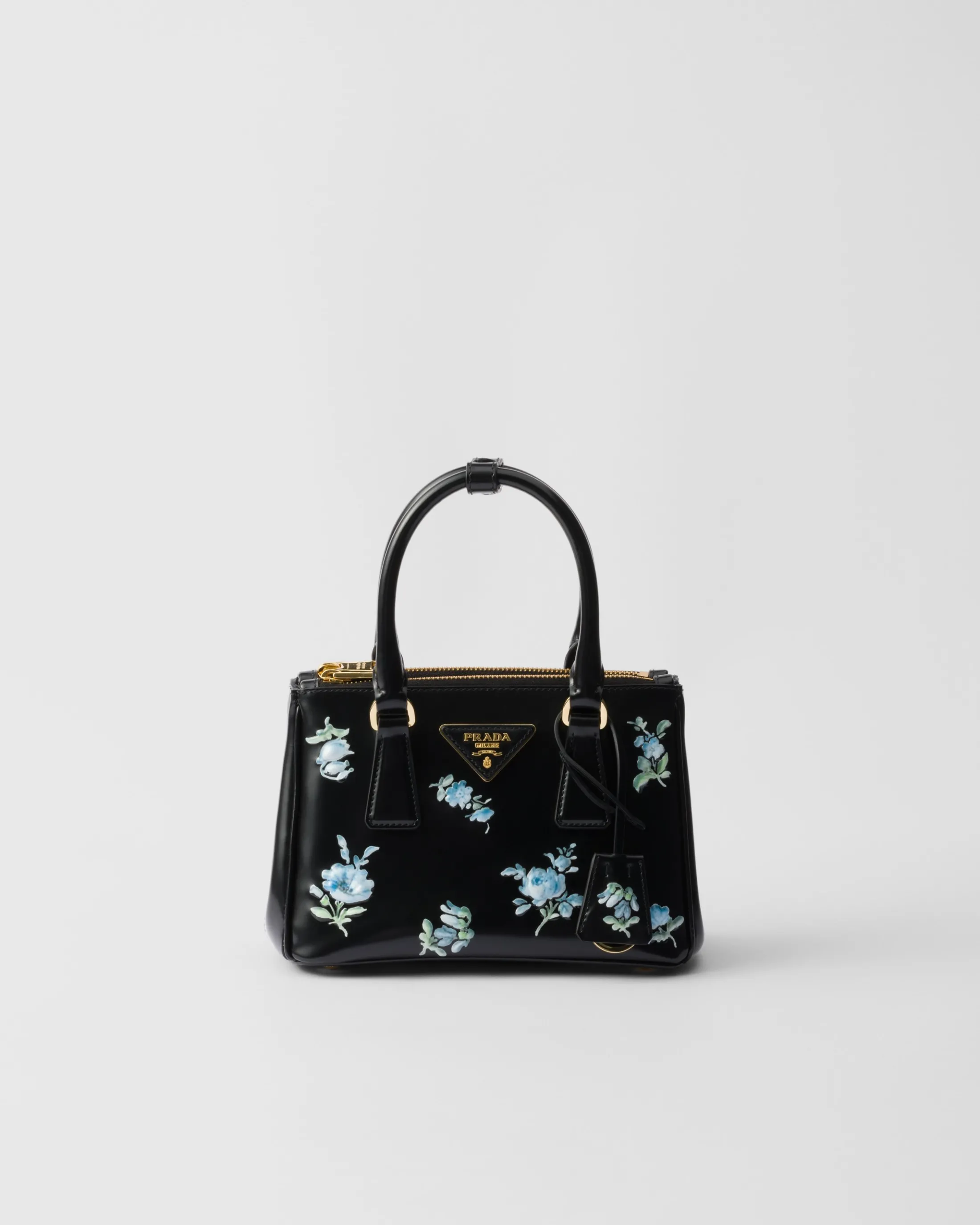 Prada Galleria printed brushed leather mini-bag Black Cheap