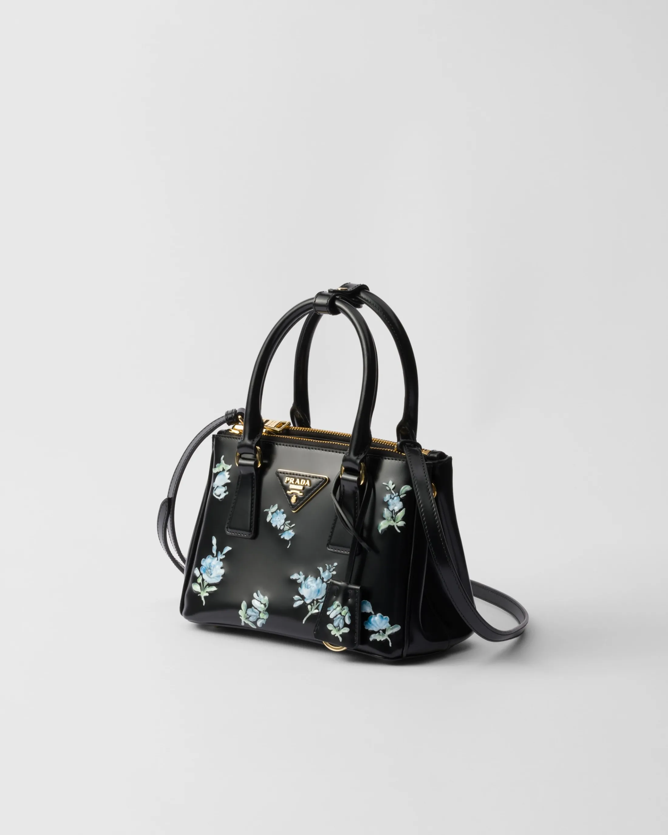 Prada Galleria printed brushed leather mini-bag Black Cheap