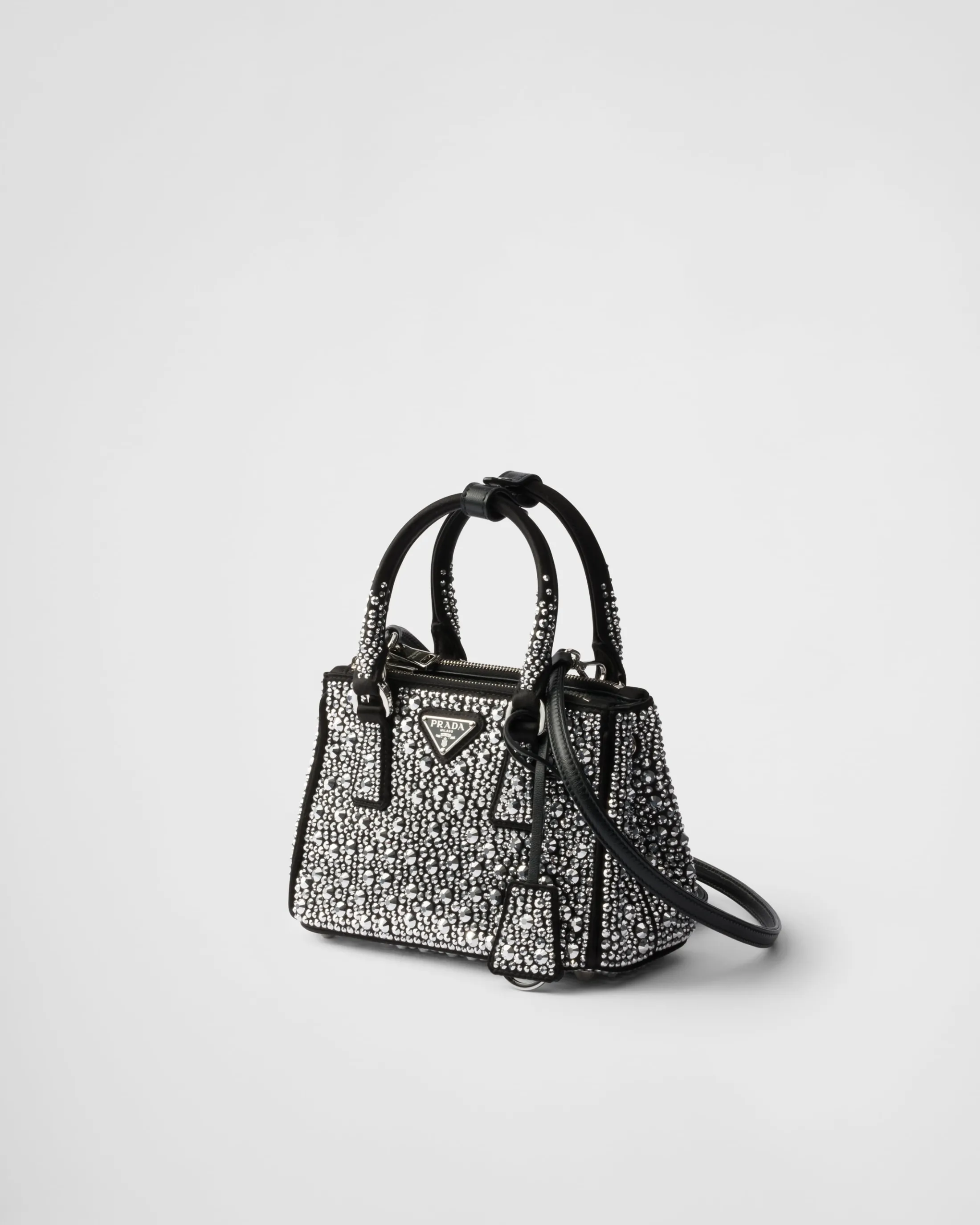 Prada Galleria satin micro-bag with decorations Metal Best Sale