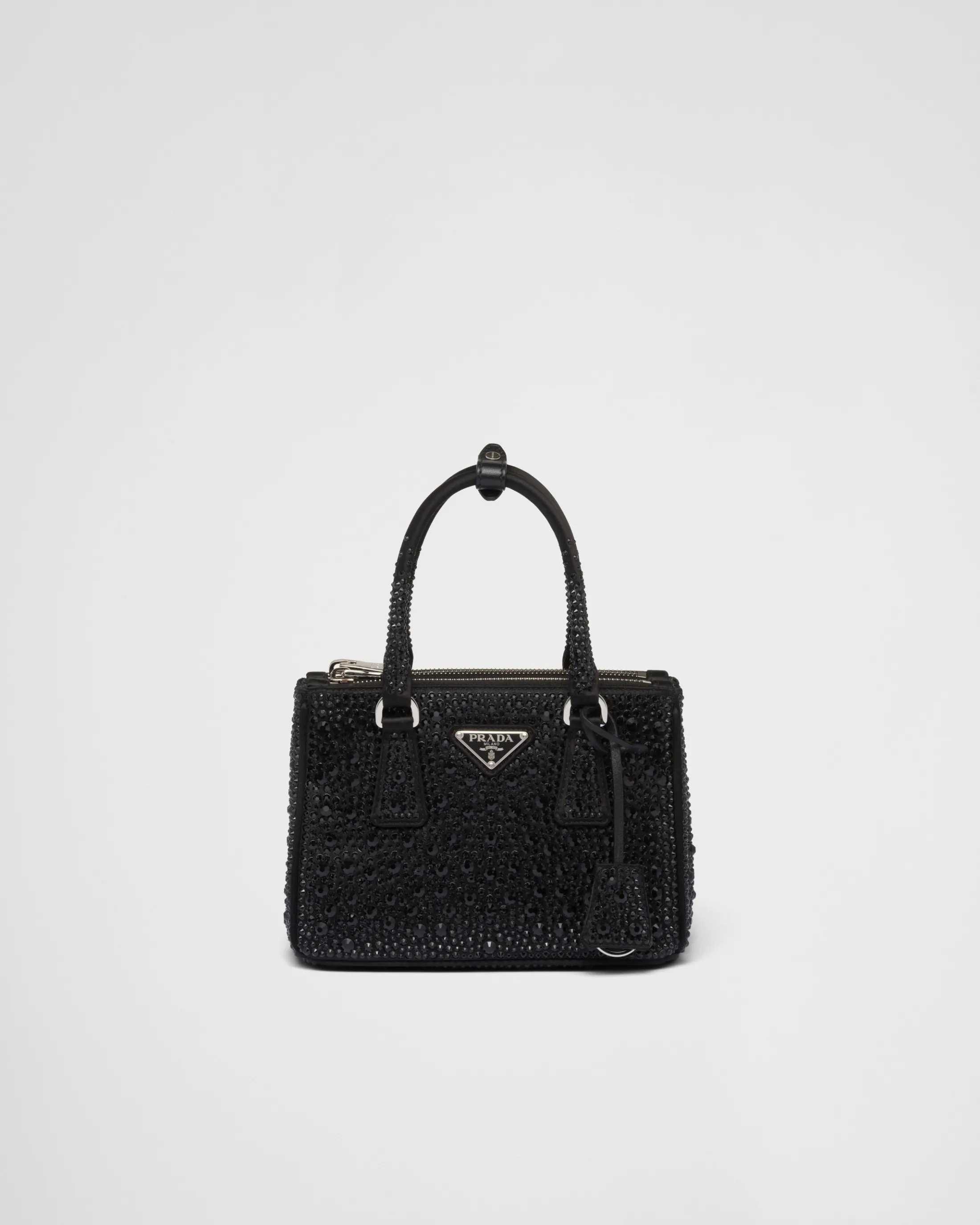 Prada Galleria satin mini-bag with crystals Black Sale