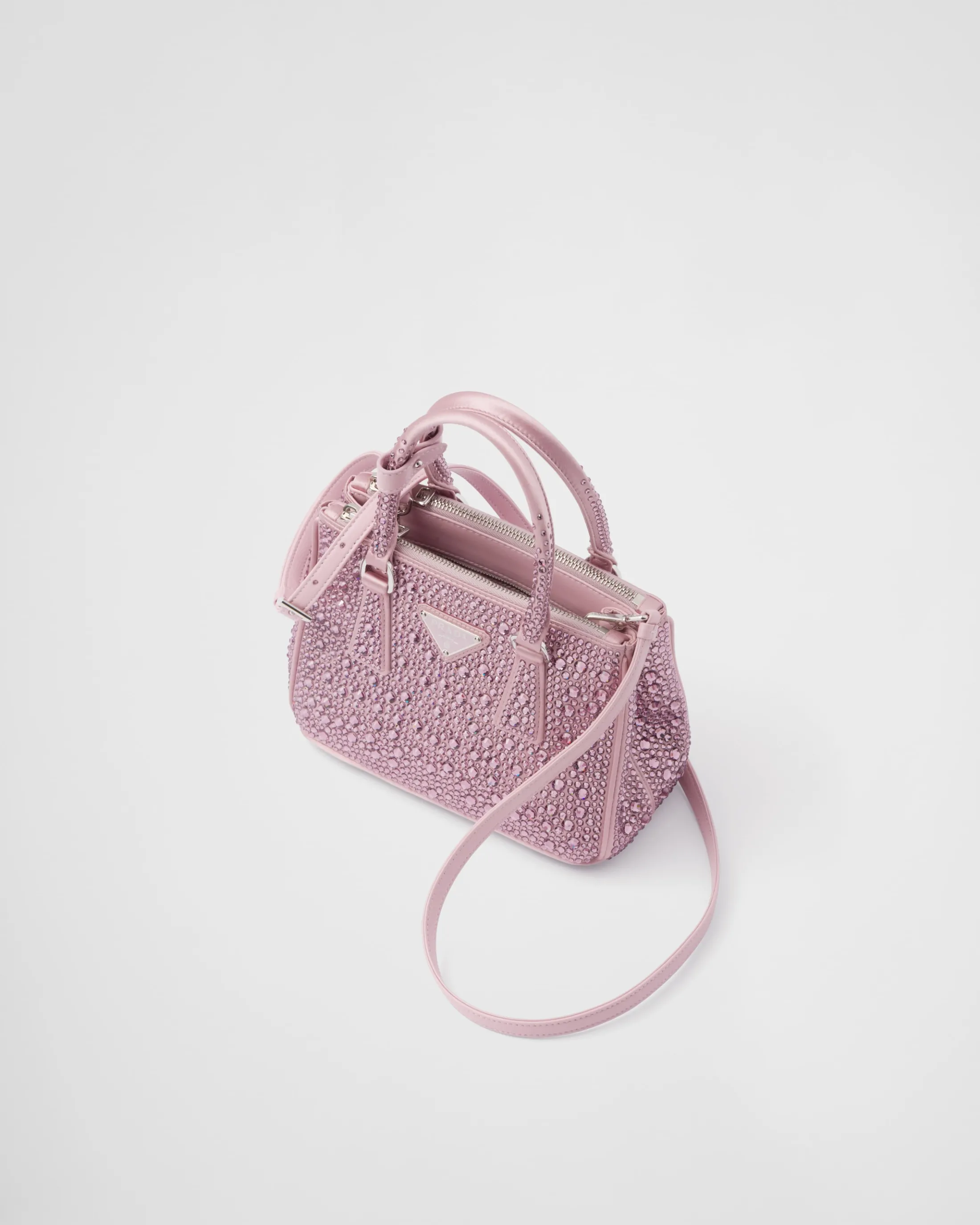 Prada Galleria satin mini-bag with crystals Alabasterpink Discount