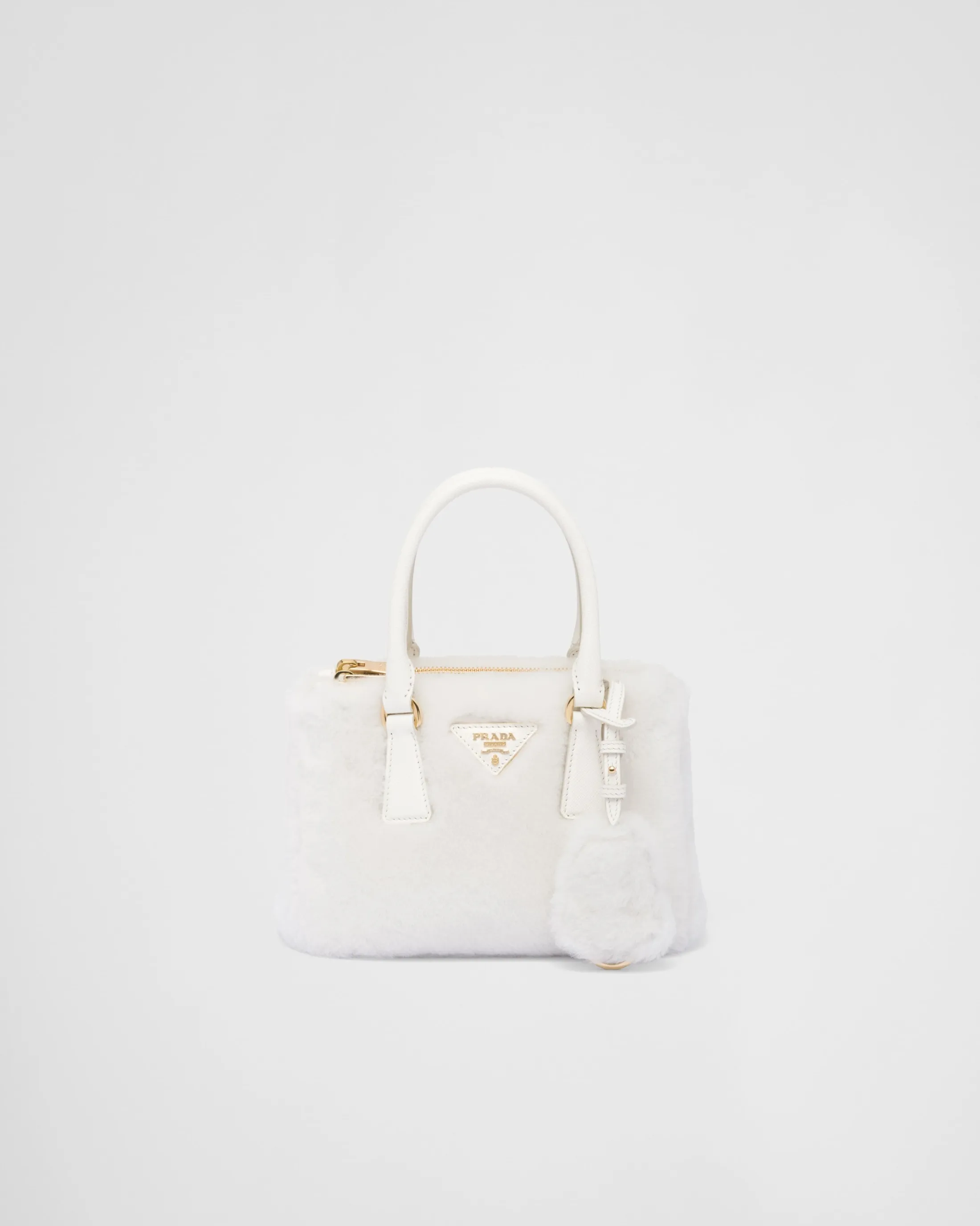 Prada Galleria shearling mini-bag White Online