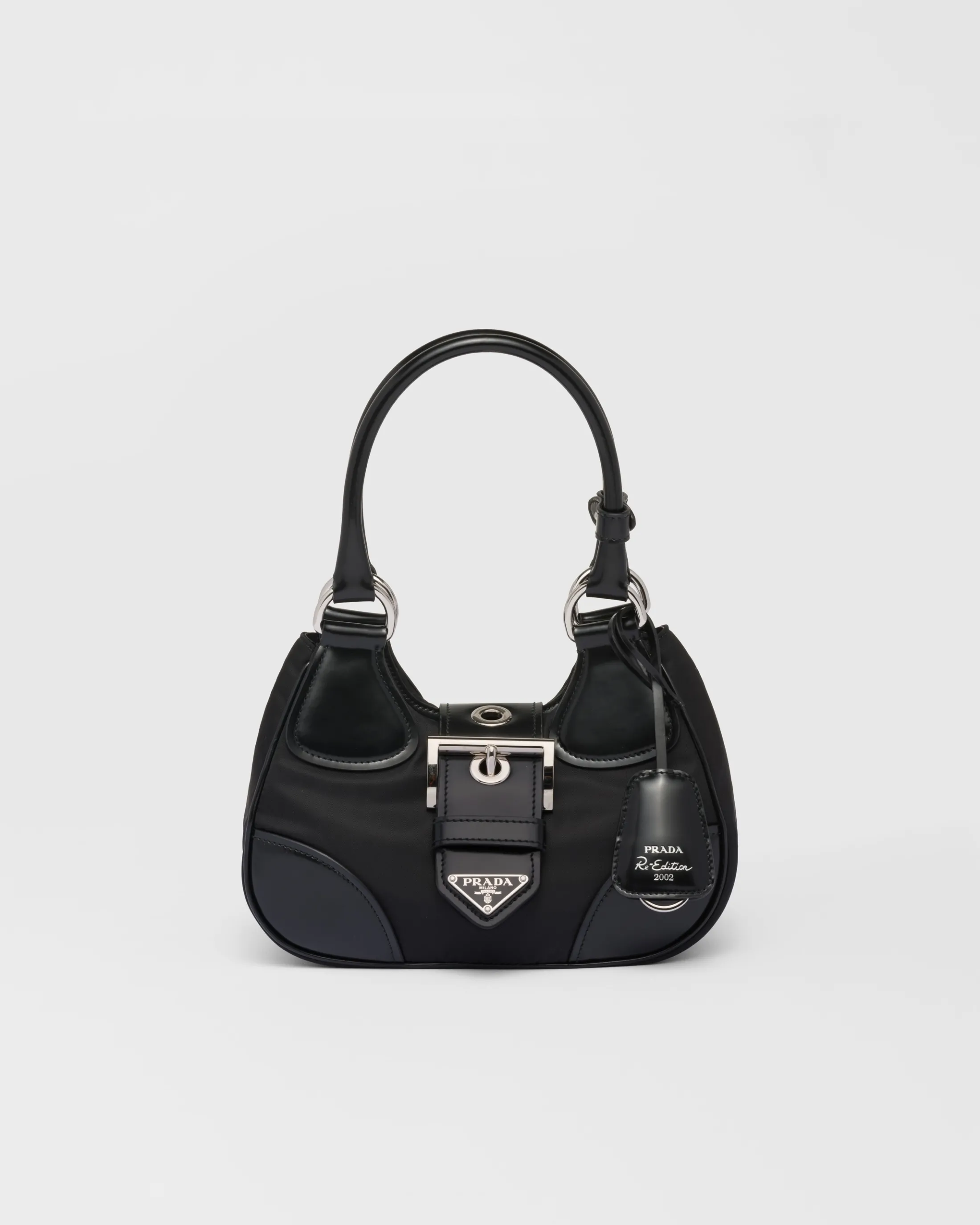 Prada Moon Re-Nylon and leather bag Black Clearance