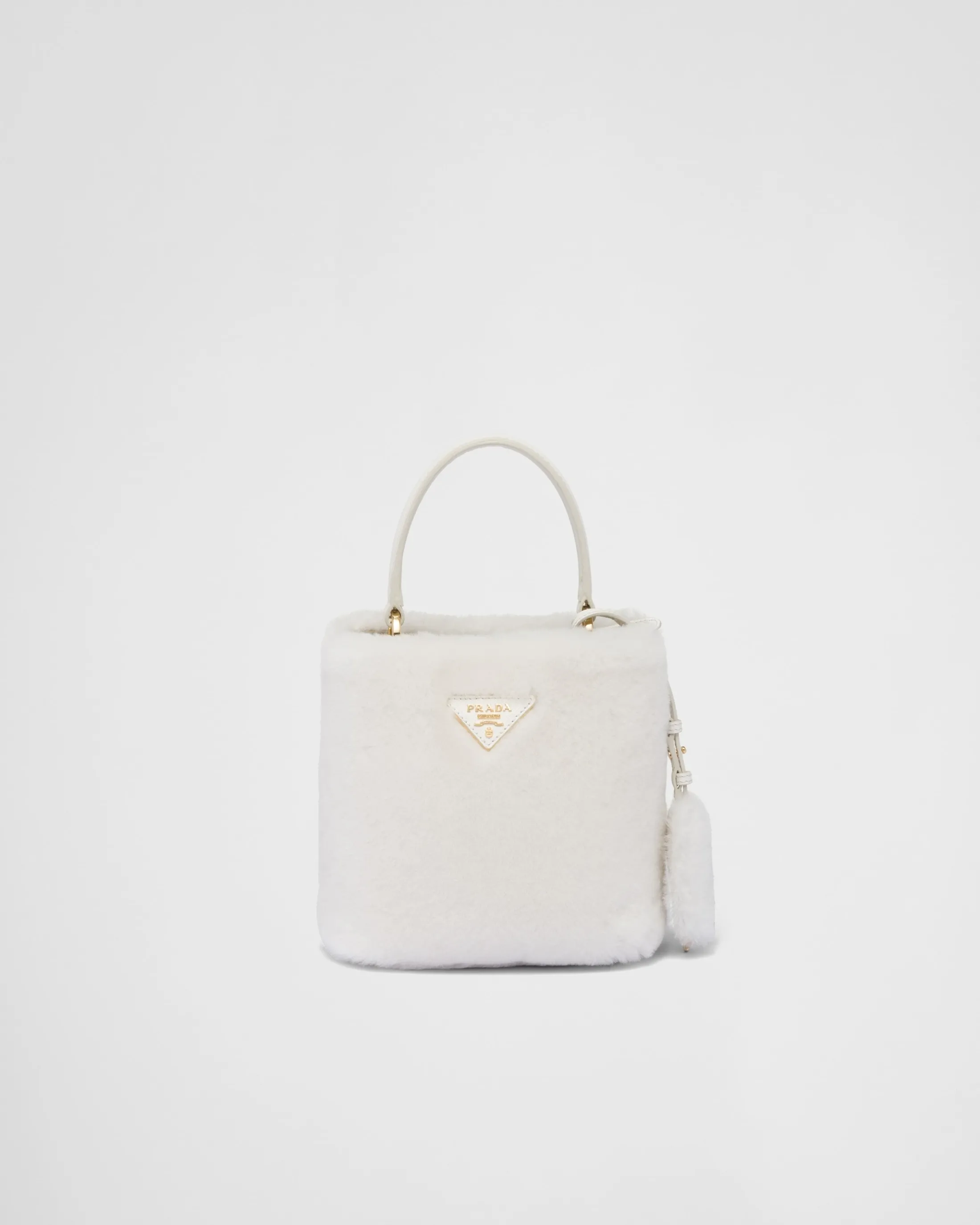 Prada Panier shearling mini-bag White Store