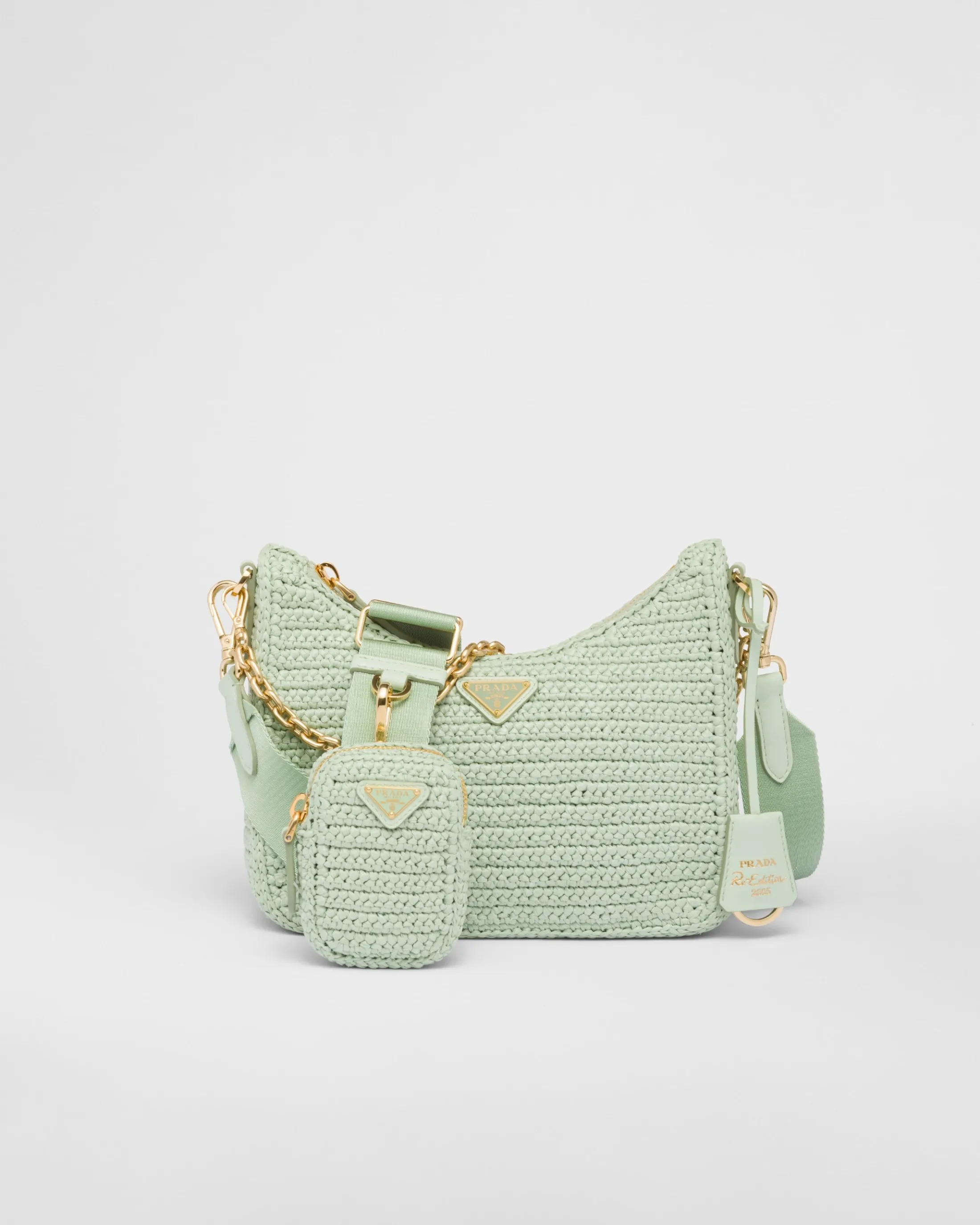 Prada Re-Edition 2005 crochet bag Aqua Best Sale