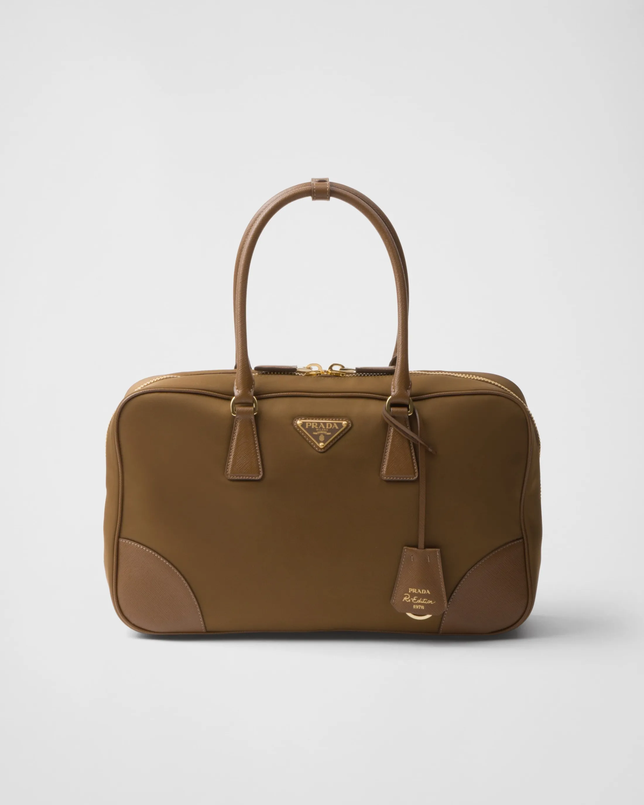 Prada Re-Edition 1978 large Re-Nylon and Saffiano leather two-handle bag Corkbeige Online