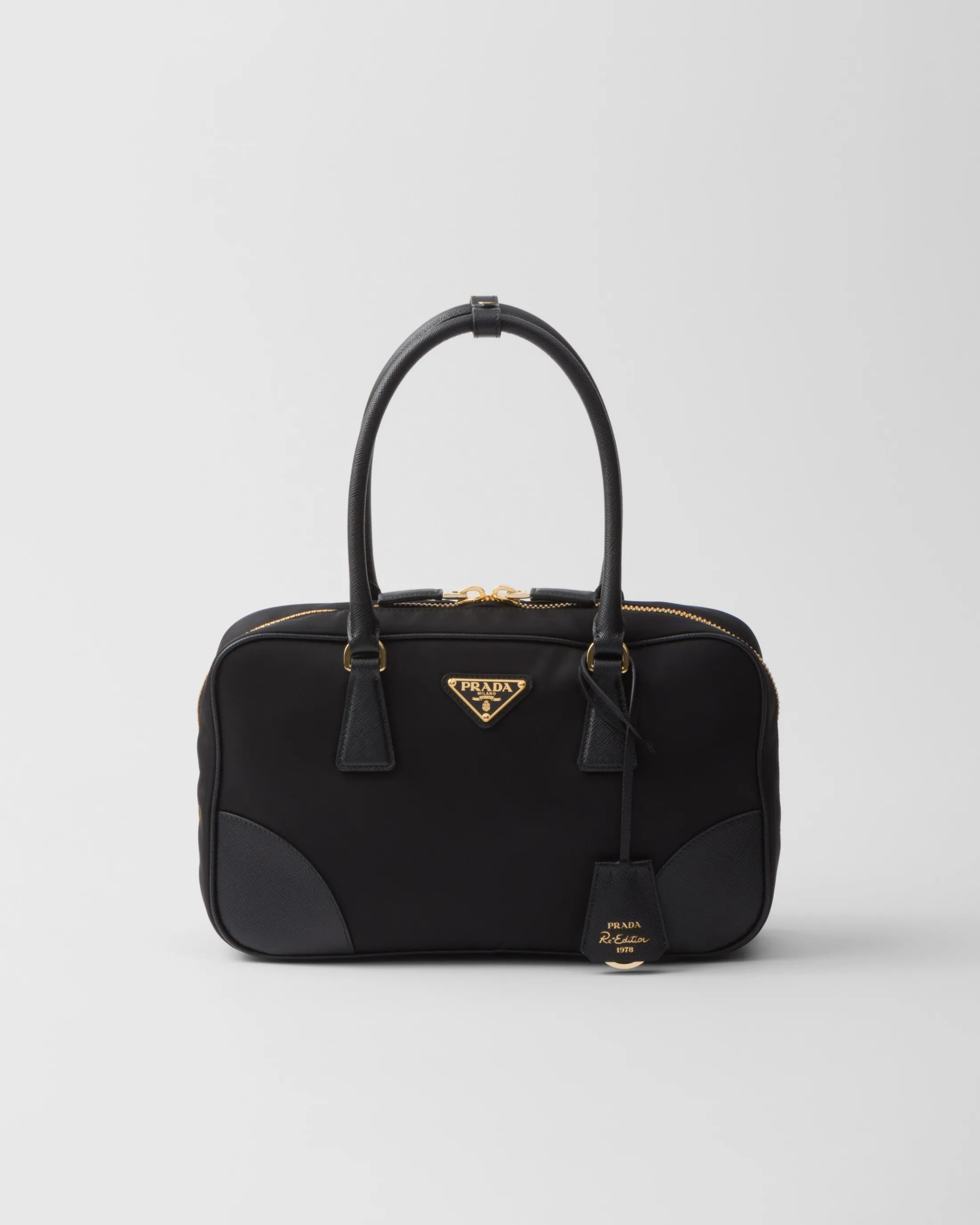 Prada Re-Edition 1978 medium Re-Nylon and Saffiano leather two-handle bag Black Shop