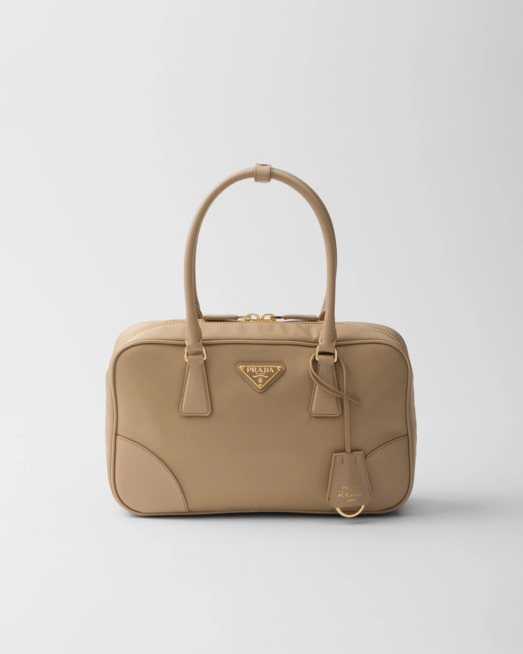 Prada Re-Edition 1978 medium Re-Nylon and Saffiano leather two-handle bag Camelbrown Cheap