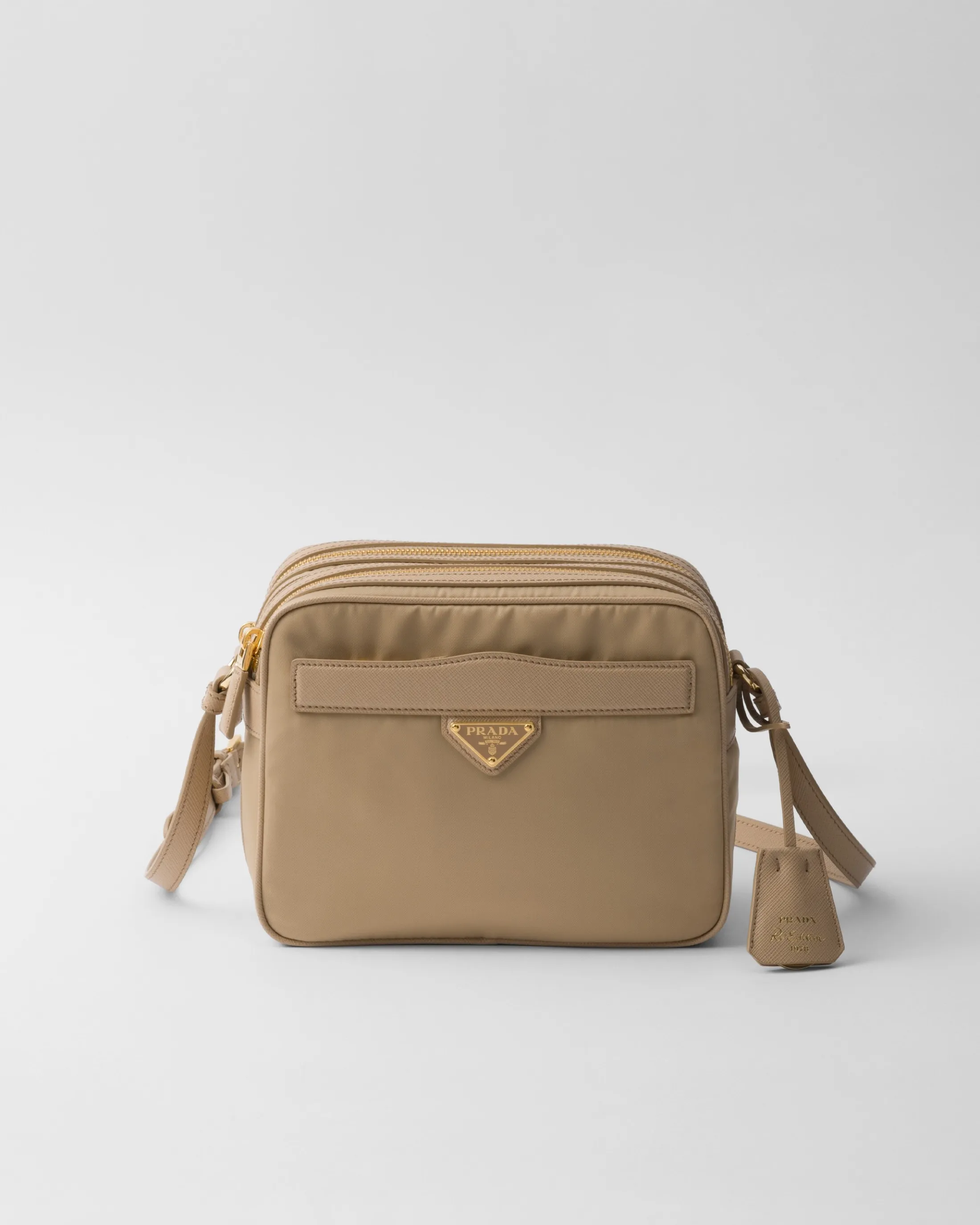 Prada Re-Edition 1978 Re-Nylon and Saffiano leather mini shoulder bag Camelbrown Sale