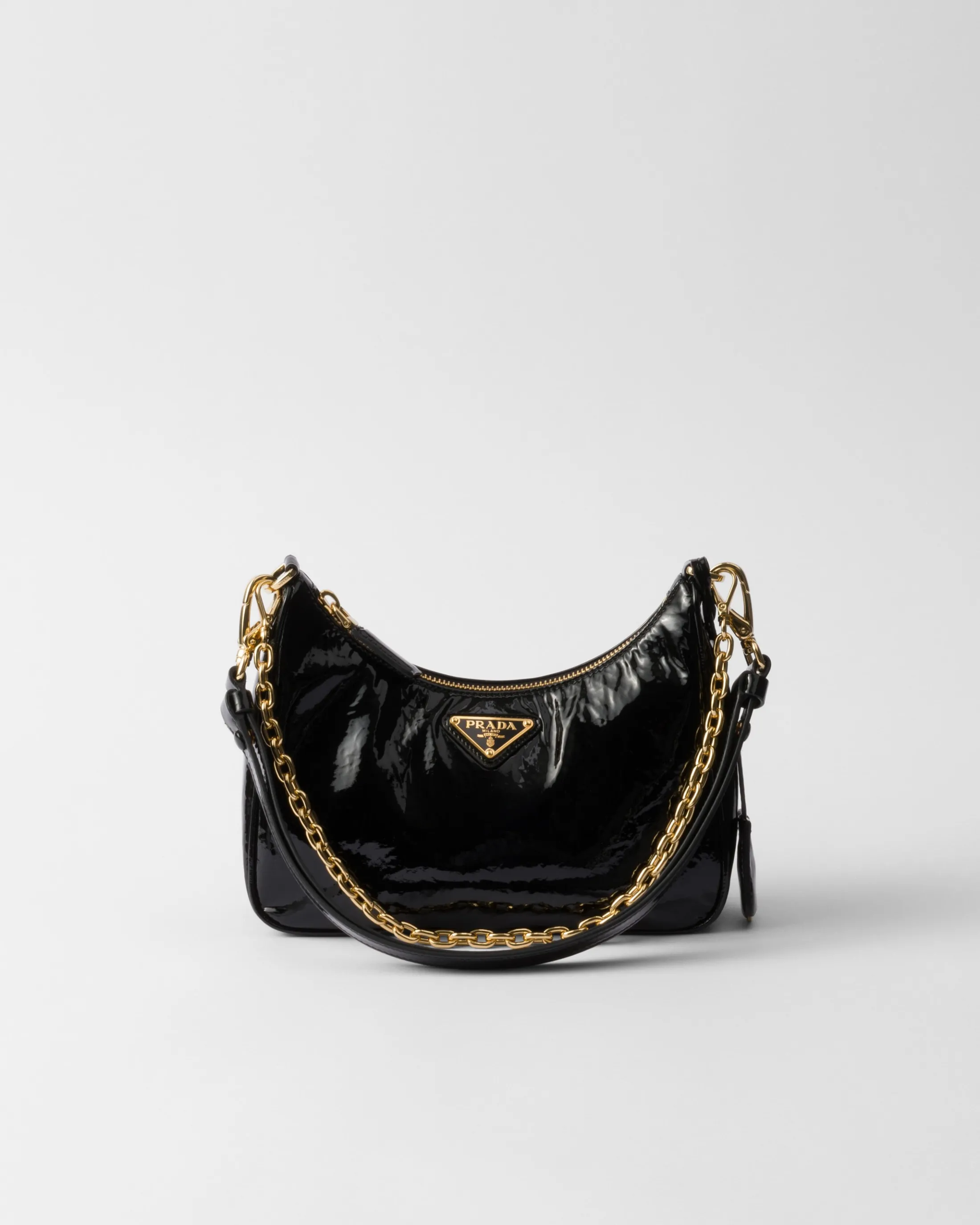 Prada Re-Edition naplak patent leather mini-bag Black Sale