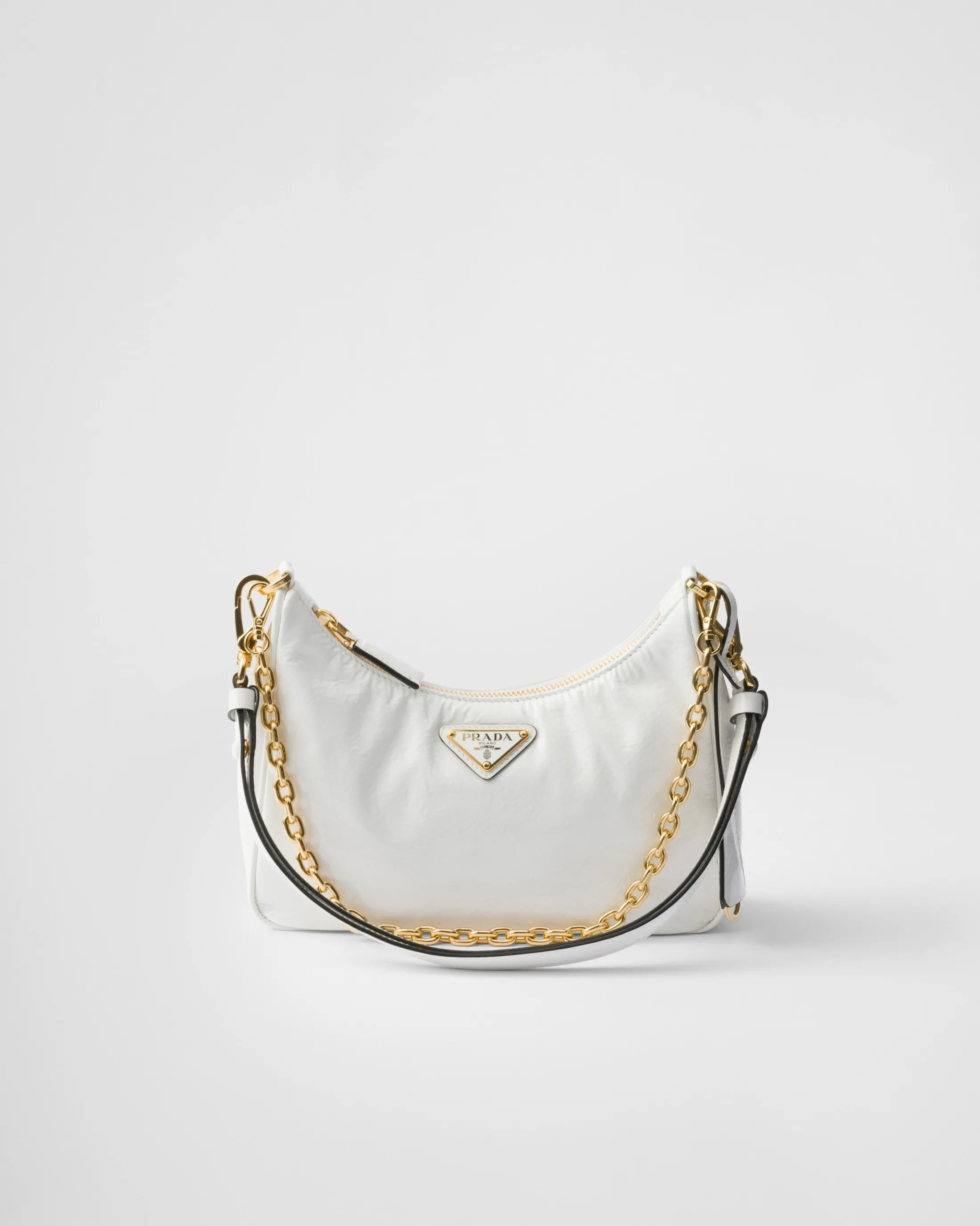 Prada Re-Edition naplak patent leather mini-bag White Fashion