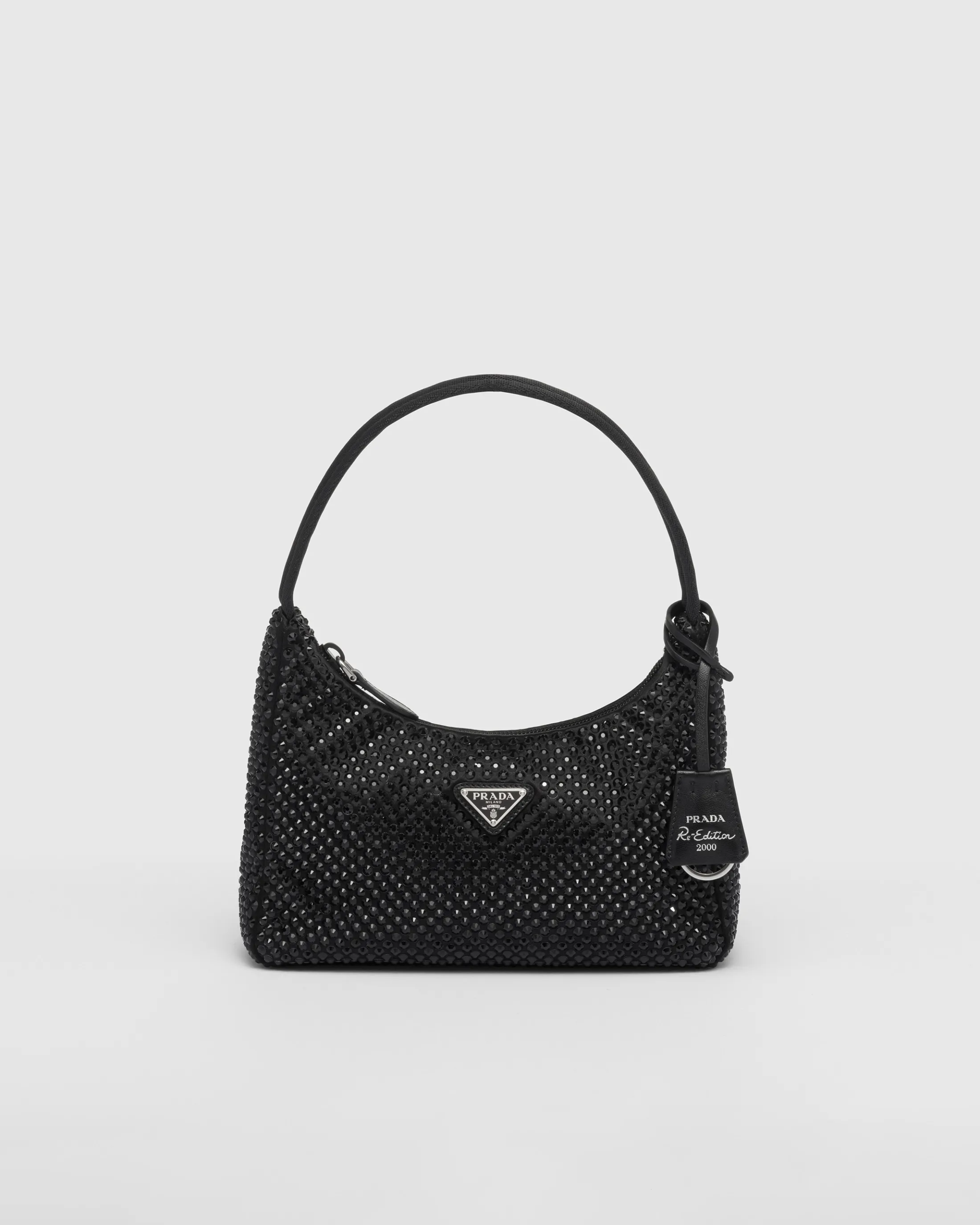 Prada Re-Edition Satin mini-bag with crystals Black Shop