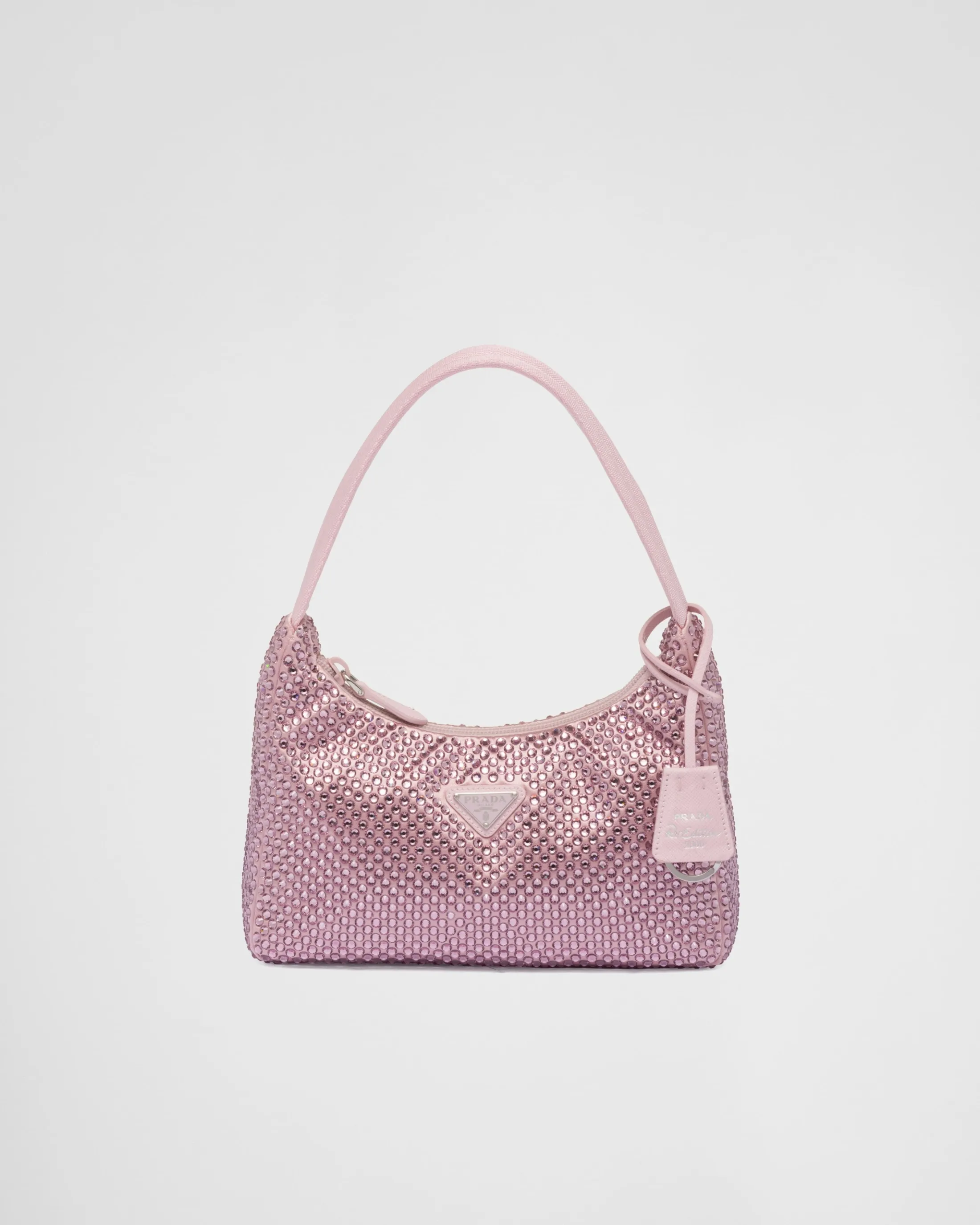 Prada Re-Edition Satin mini-bag with crystals Alabasterpink New