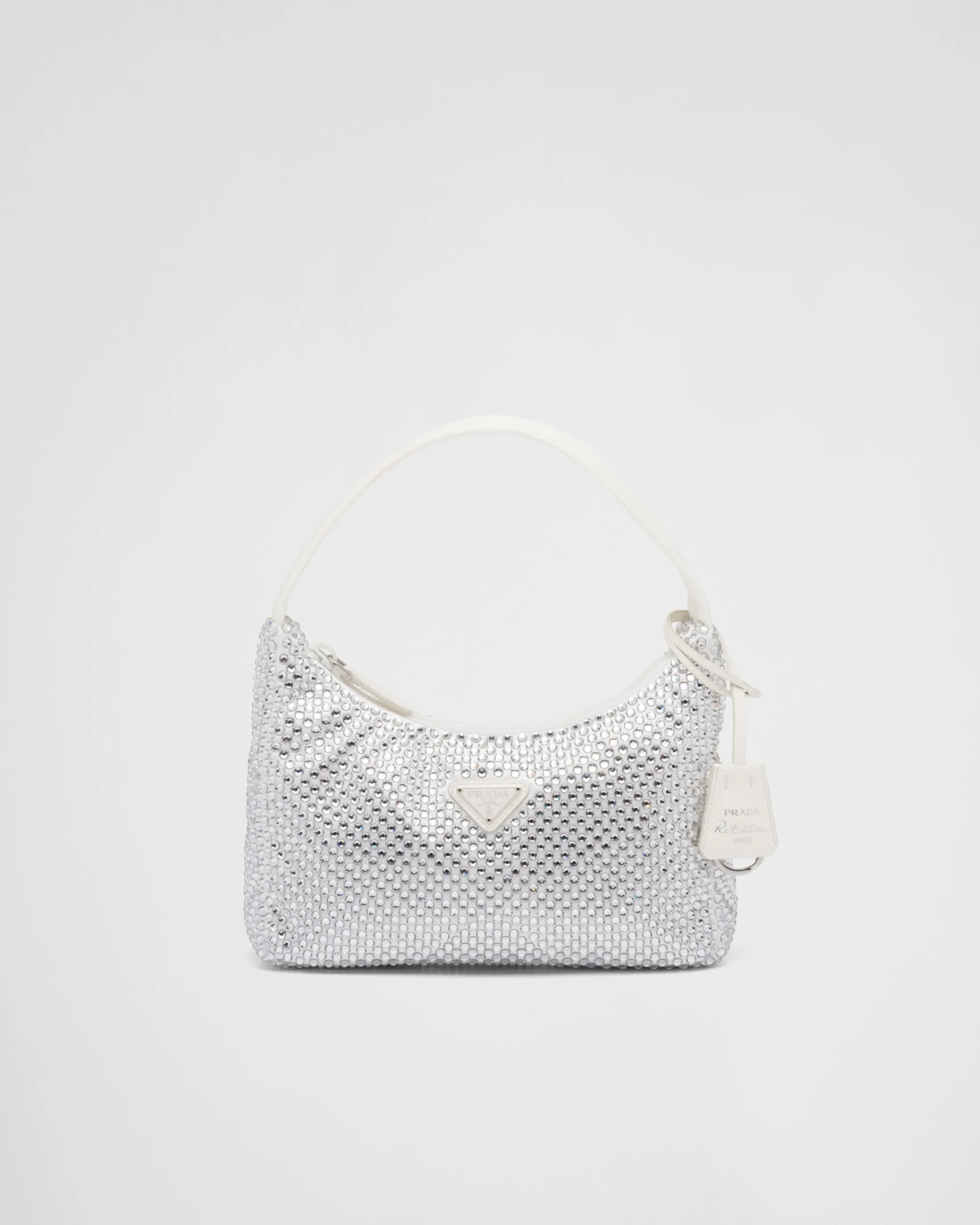 Prada Re-Edition Satin mini-bag with crystals White Store