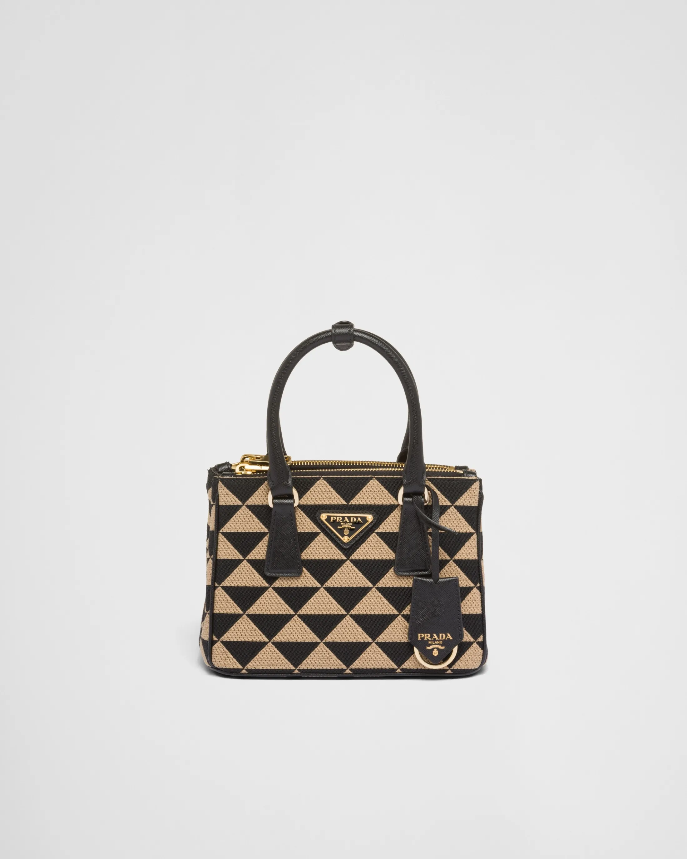 Prada Symbole embroidered fabric mini bag Black/beige Shop