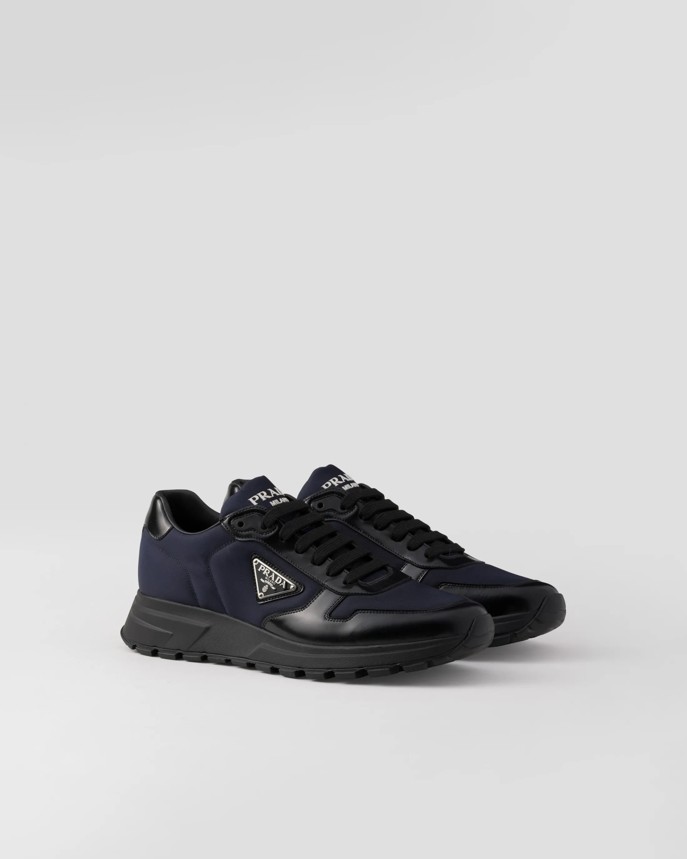 Prada Prax 01 Re-Nylon and brushed leather sneakers Blue/black Best