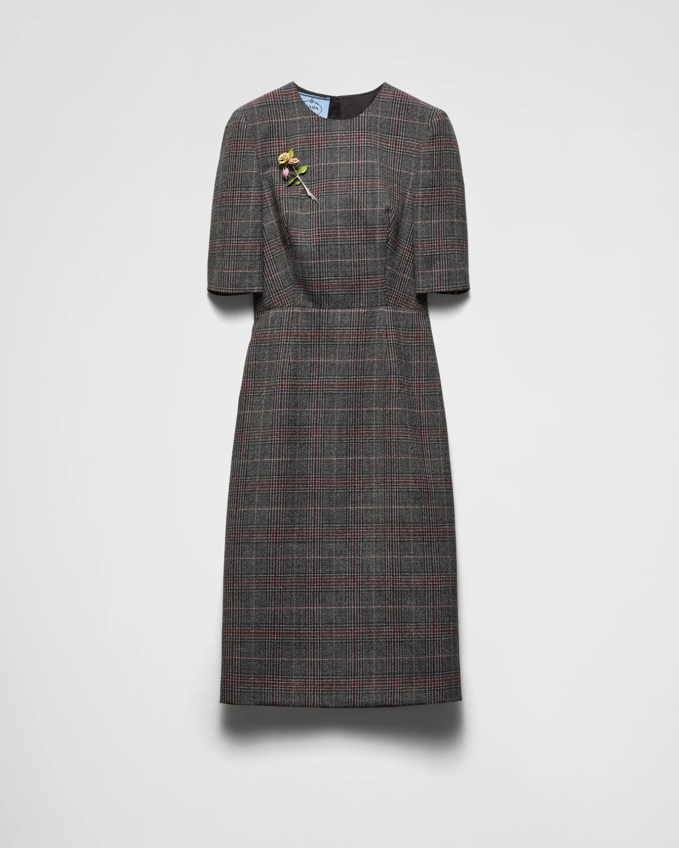 Prada Prince-of-Wales checked midi-dress Ebony Sale