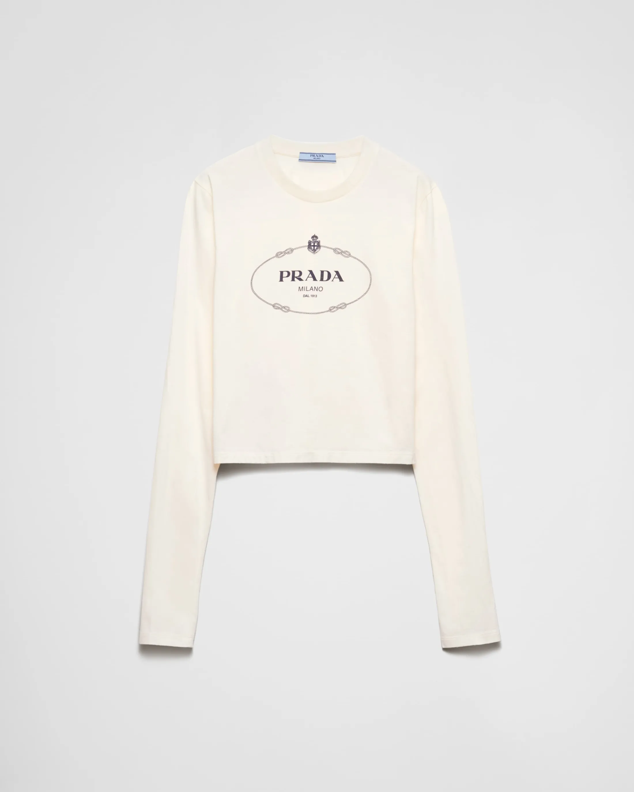 Prada Print jersey top Ivory/navyblue Store