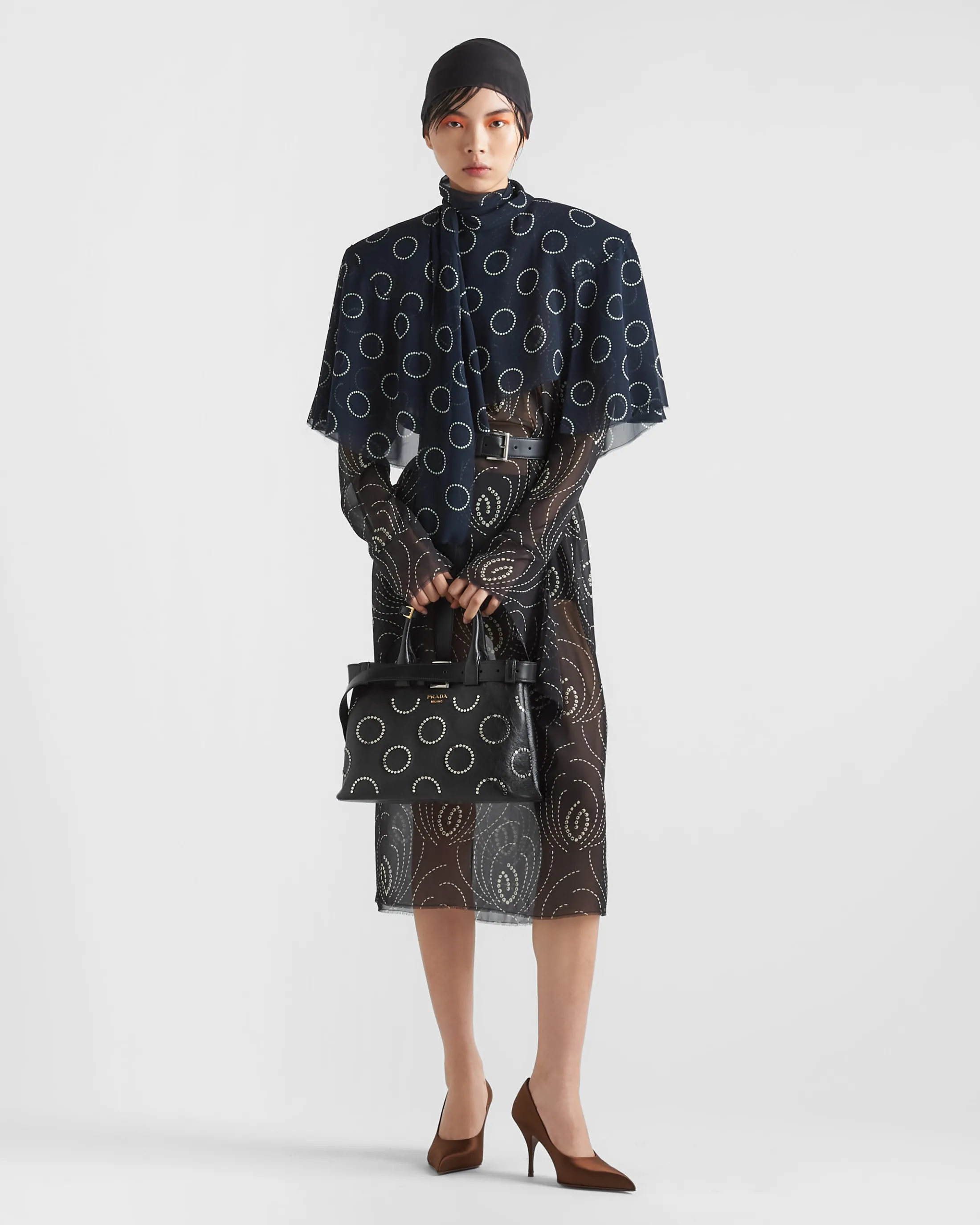 Prada Print silk cape Navy Online