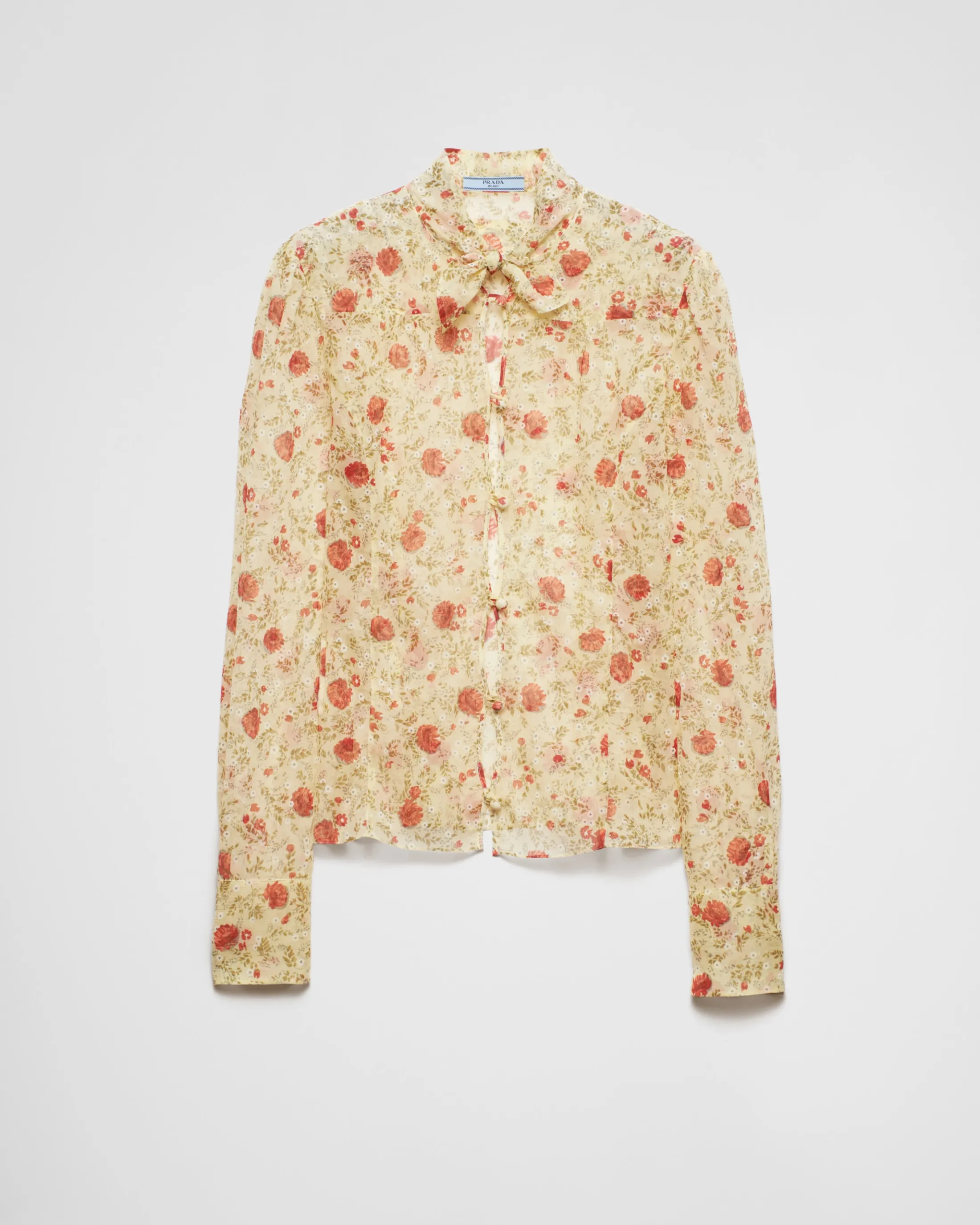 Prada Printed chiffon shirt Red Best Sale