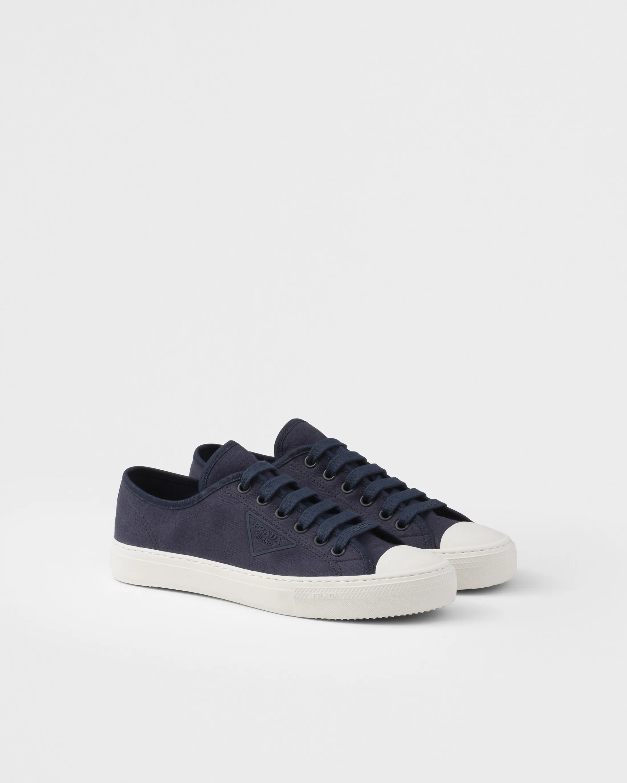 Prada Printed cotton sneakers Balticblue Discount