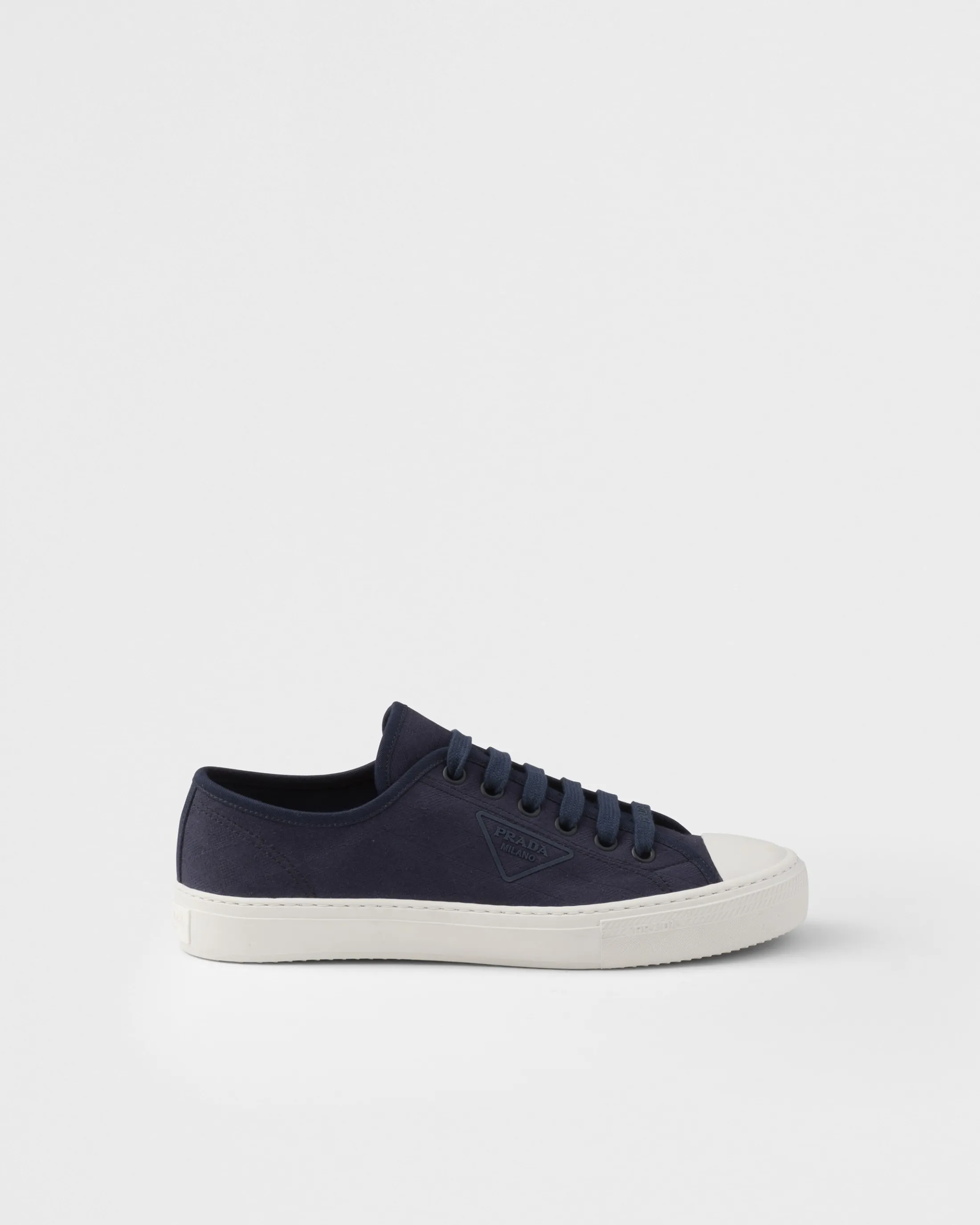 Prada Printed cotton sneakers Balticblue Discount