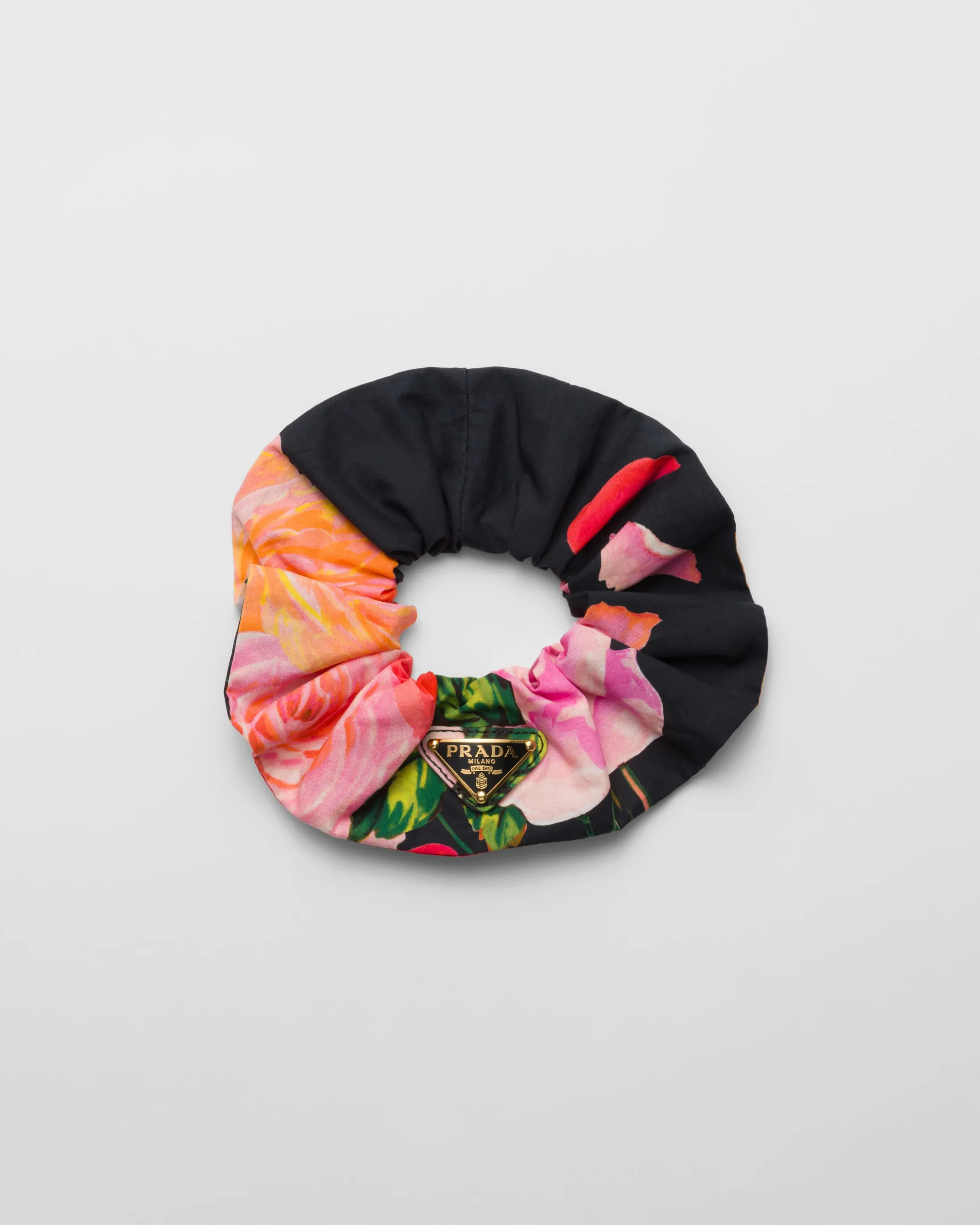 Prada Printed fabric scrunchie Black Outlet