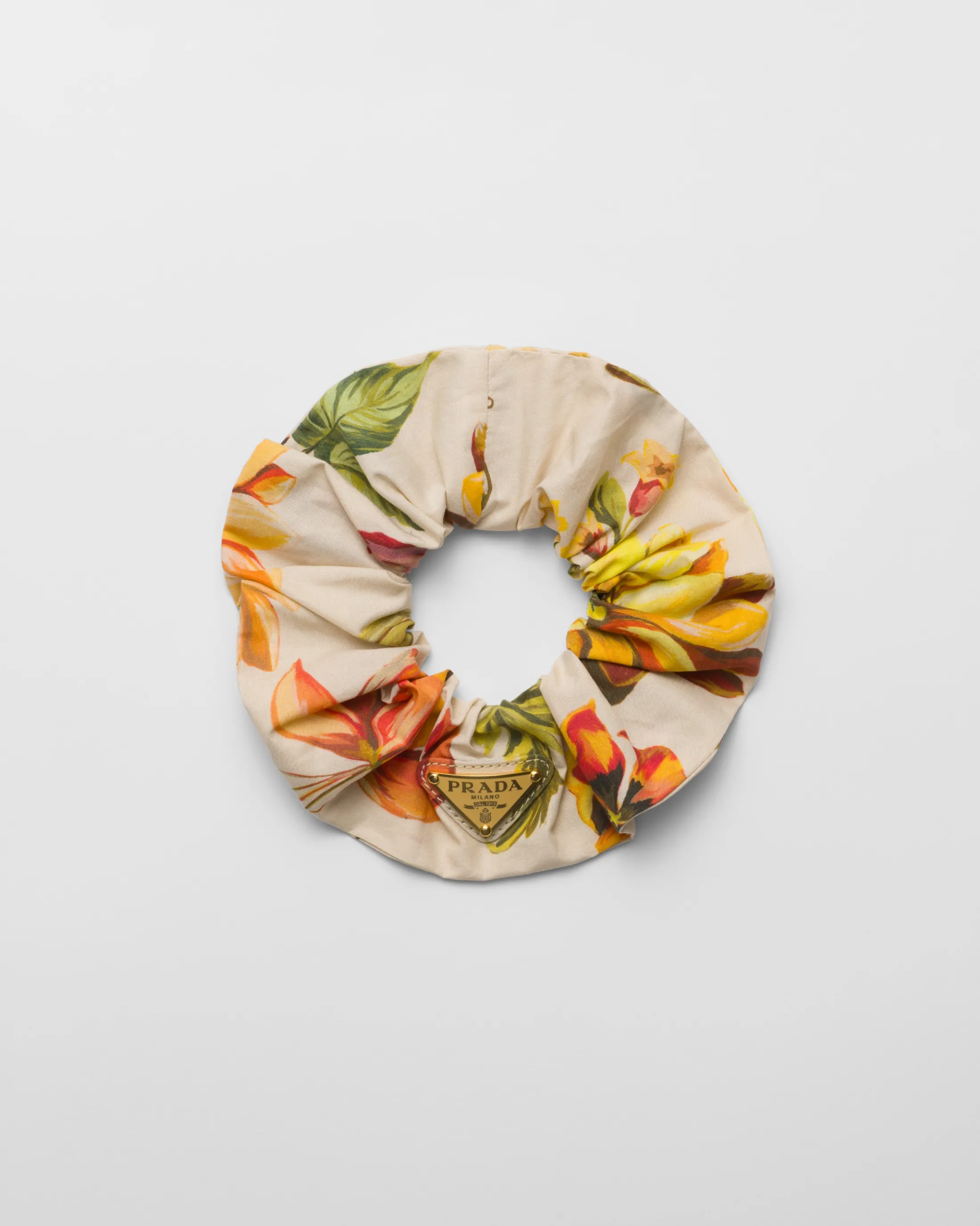 Prada Printed fabric scrunchie Sandbeige Flash Sale