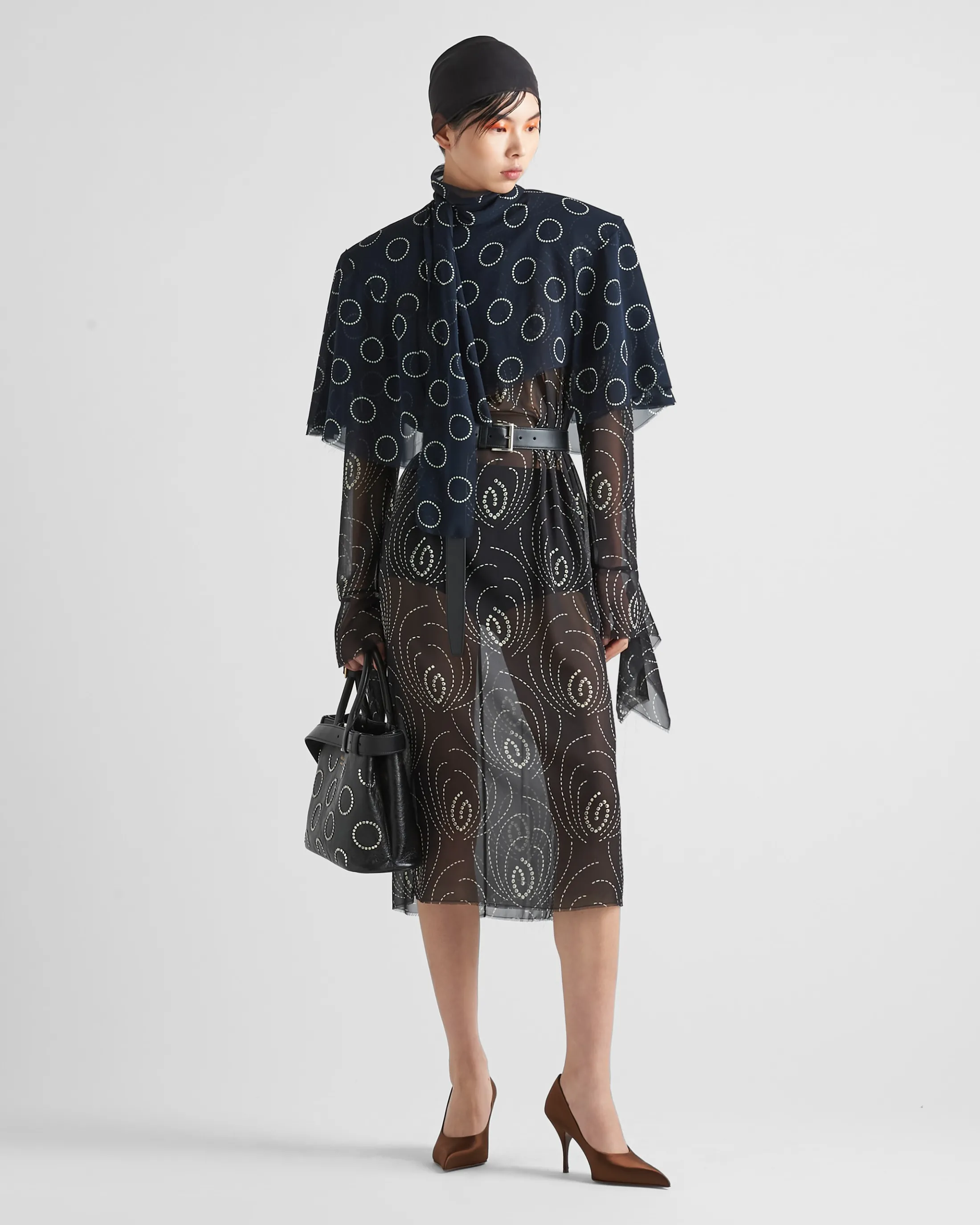 Prada Printed georgette dress Black Flash Sale